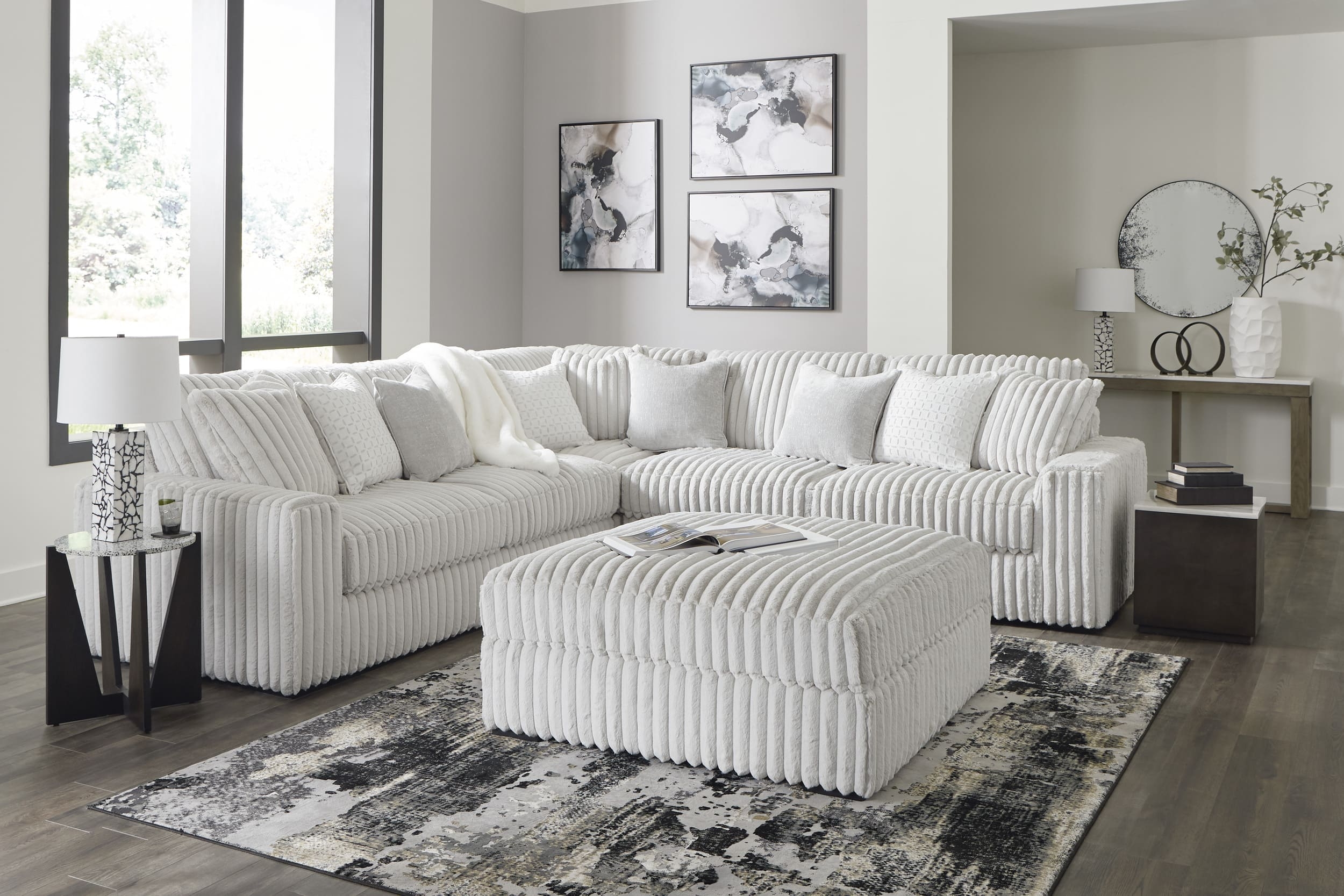 Stupendous 3-Piece Polyester L-Shaped Sectional