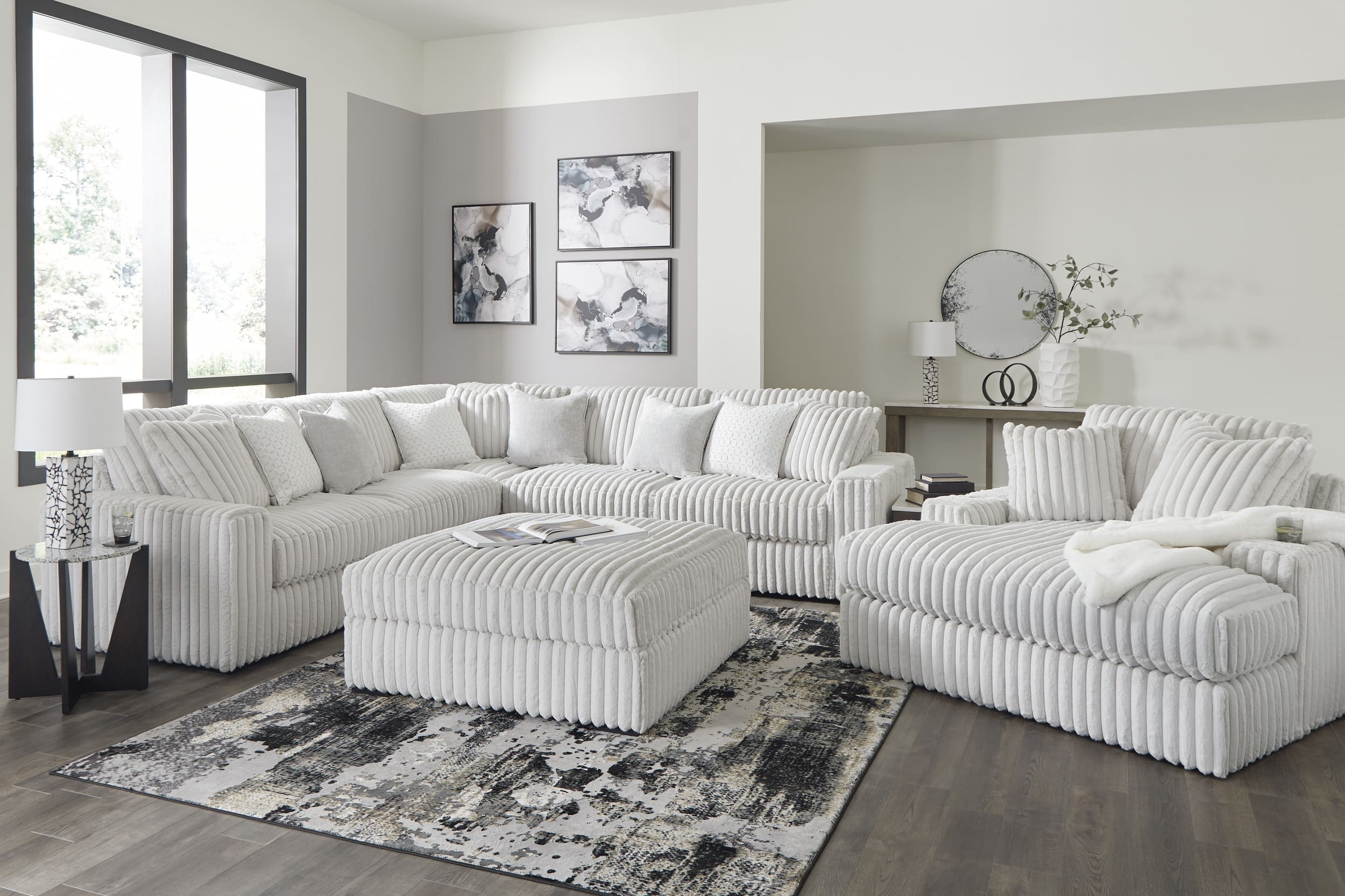 Stupendous 3-Piece Polyester L-Shaped Sectional