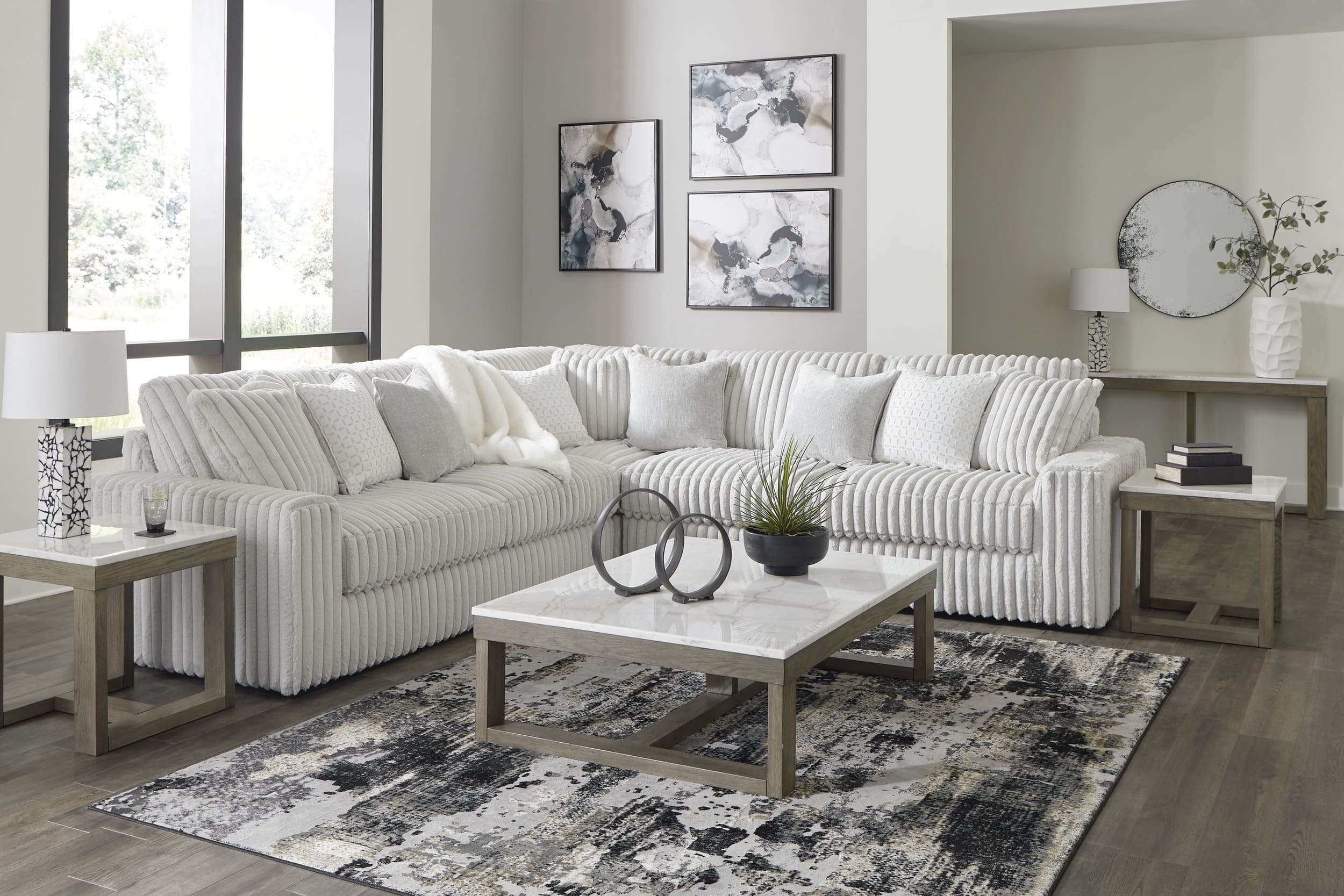 Stupendous 3-Piece Polyester L-Shaped Sectional
