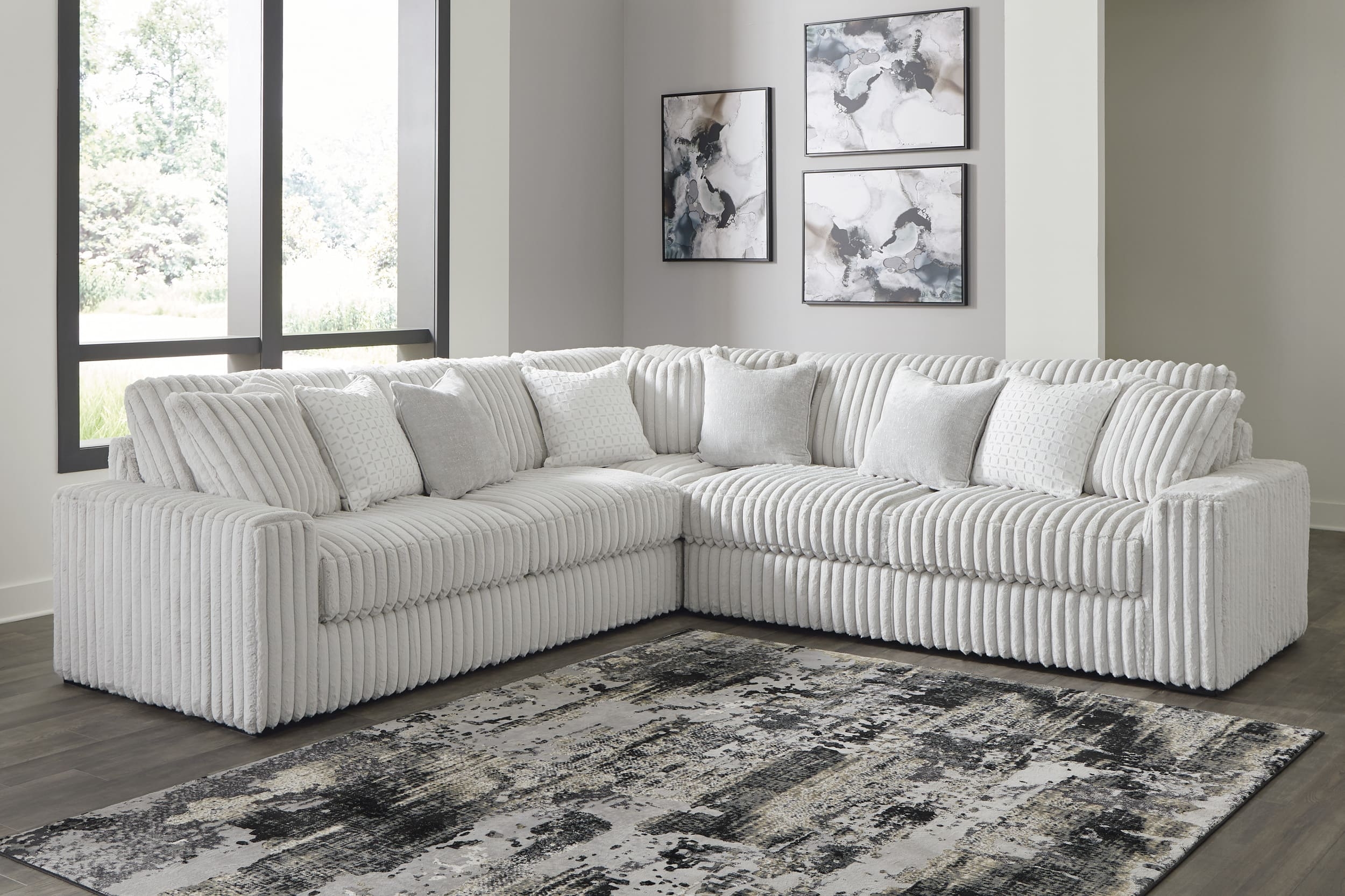 Stupendous 3-Piece Polyester L-Shaped Sectional