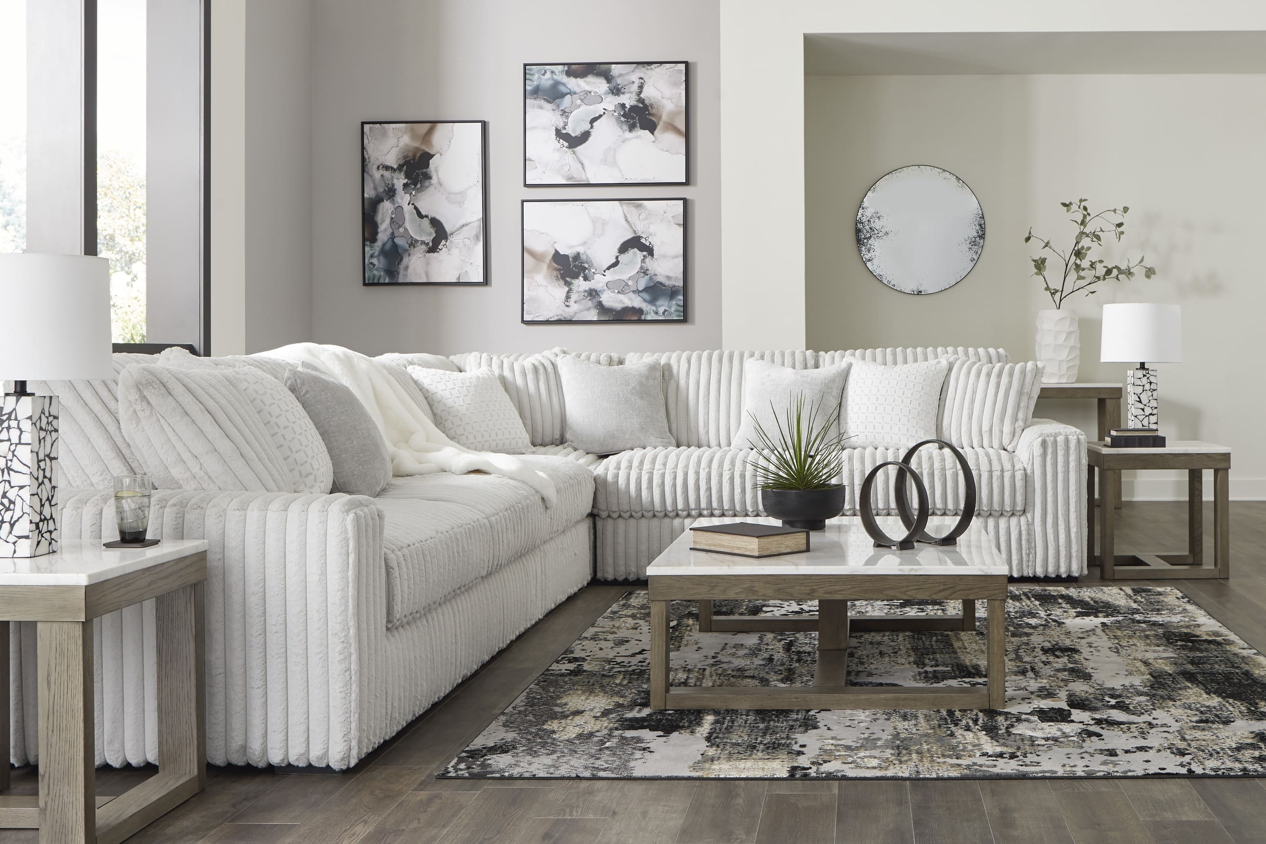 Stupendous 4-Piece Polyester L-Shaped Sectional