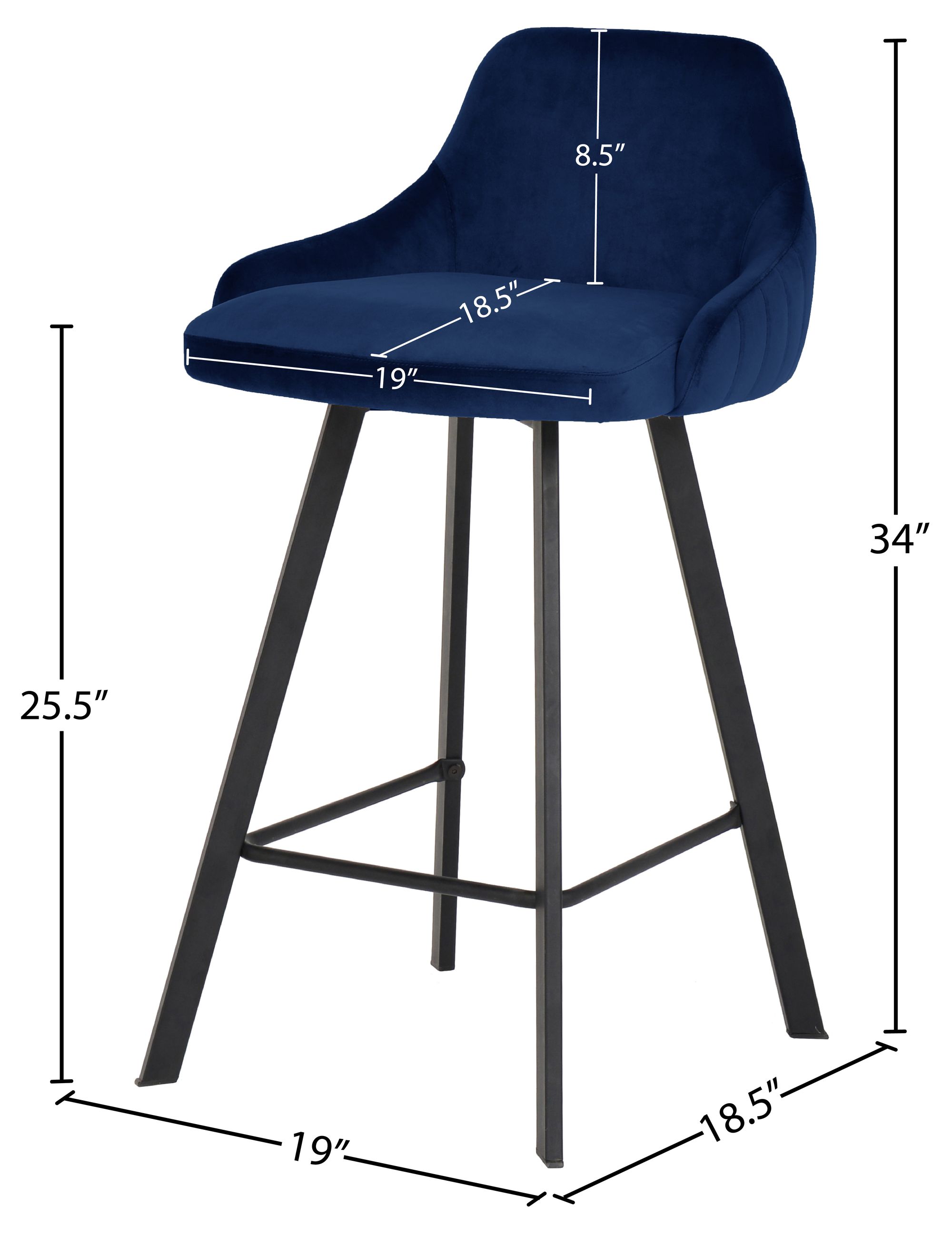 Viviene Velvet Counter Stool with Matte Black Legs