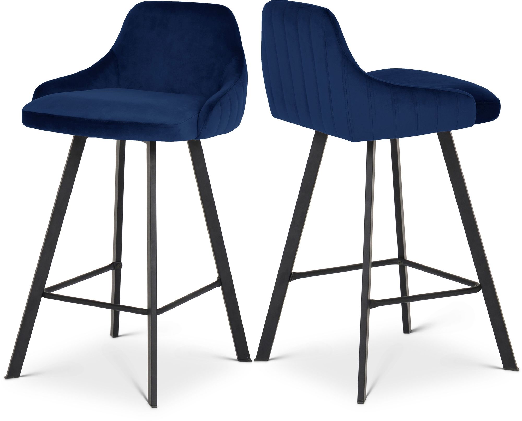 Viviene Velvet Counter Stool with Matte Black Legs