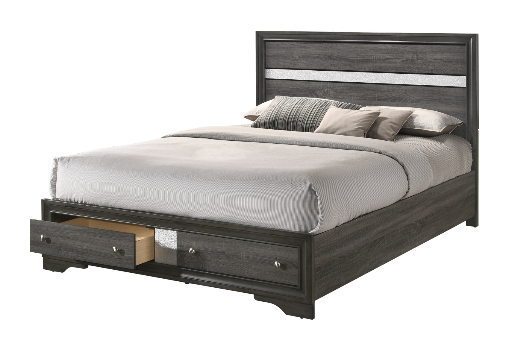 Naima Wood/Wood Veneer Storage Platform Bed, Queen Size