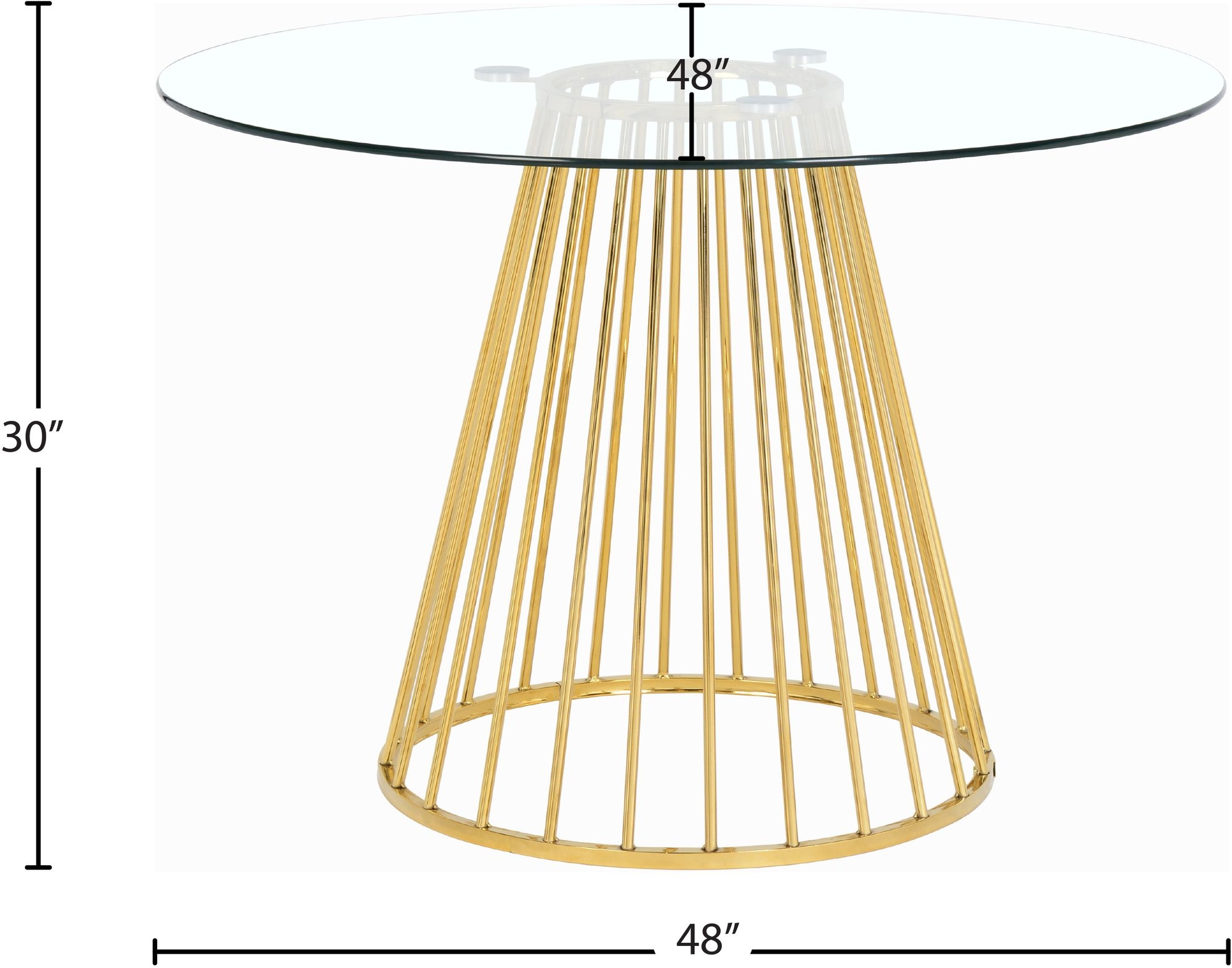 Gio 48" Round Glass Dining Table with Metal Base