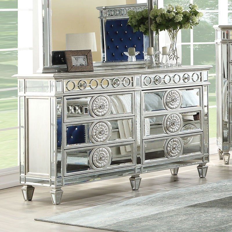 Varian Wood/Mirror Double Dresser w/8 Drawers