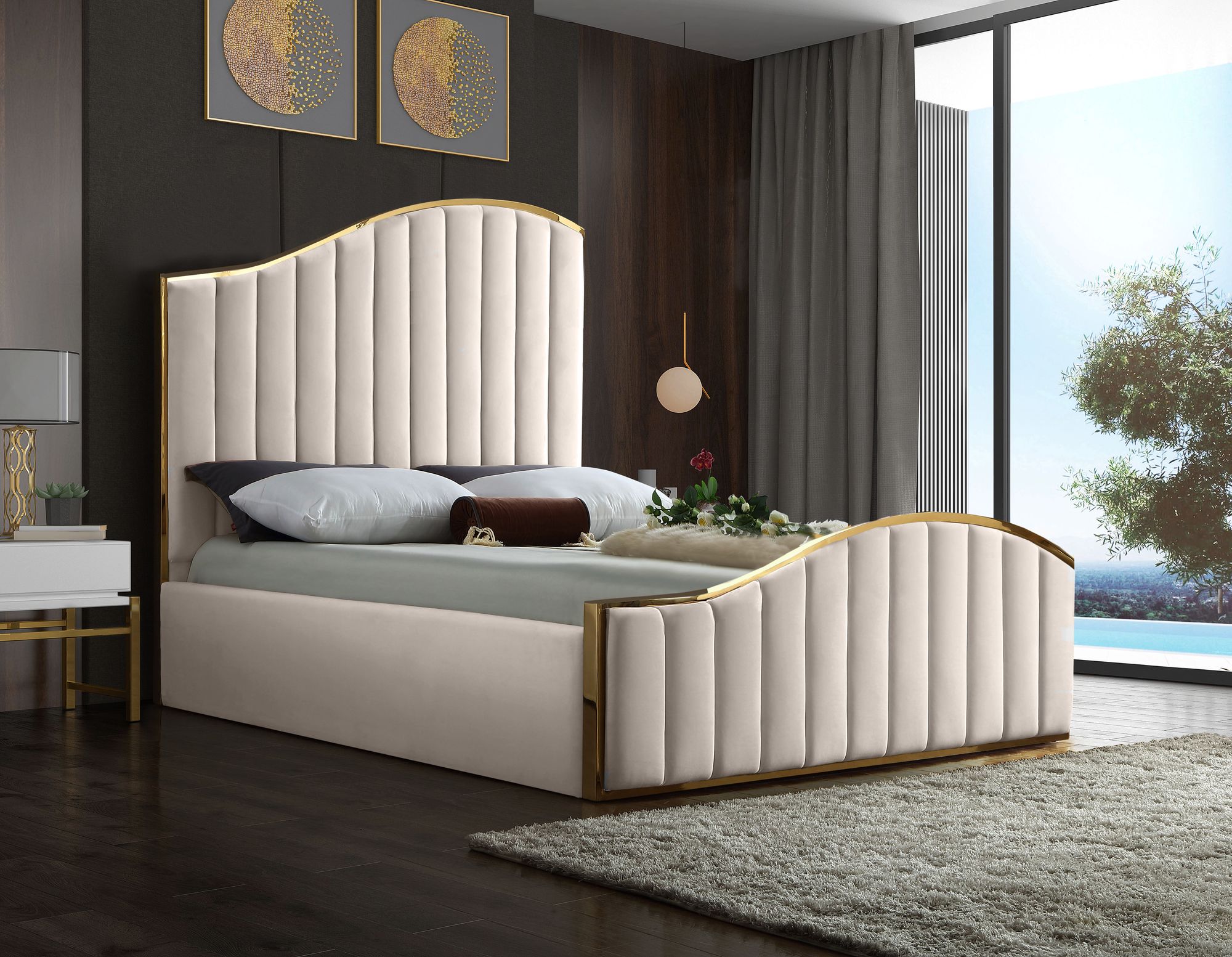 Jolie Velvet Queen Size Bed