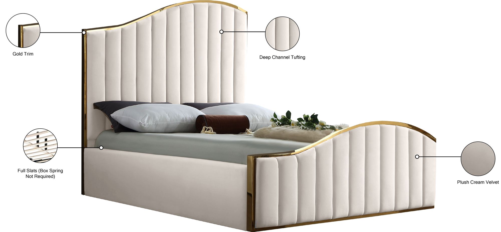 Jolie Velvet Queen Size Bed