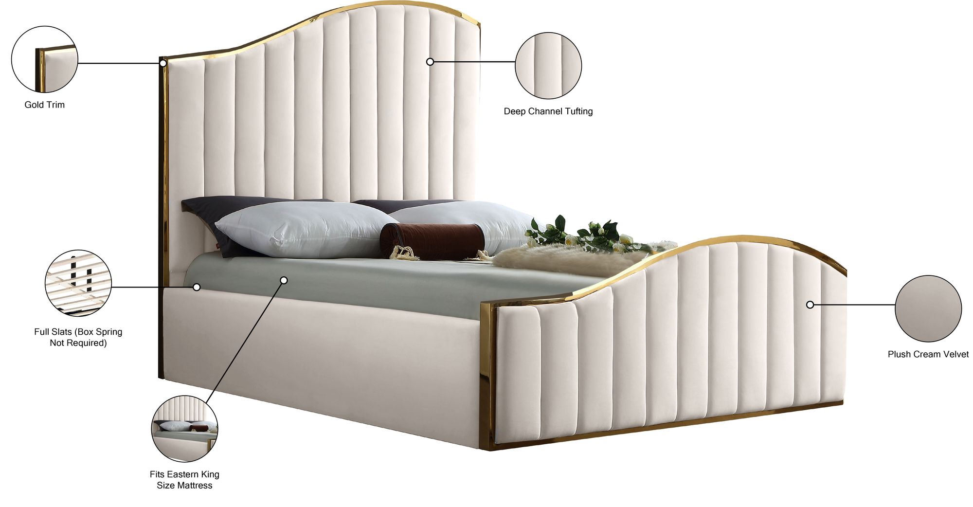 Jolie Velvet King Size Bed