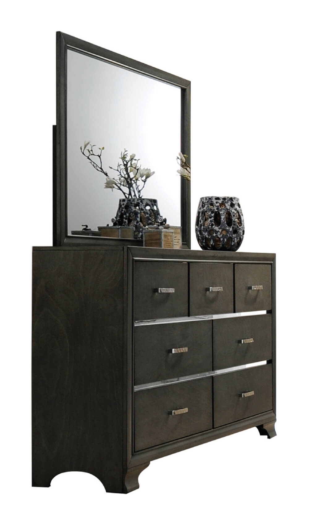 Kings Brand Furniture – 5-Piece Gray Wood with Faux Leather Headboard Queen Bedroom Set