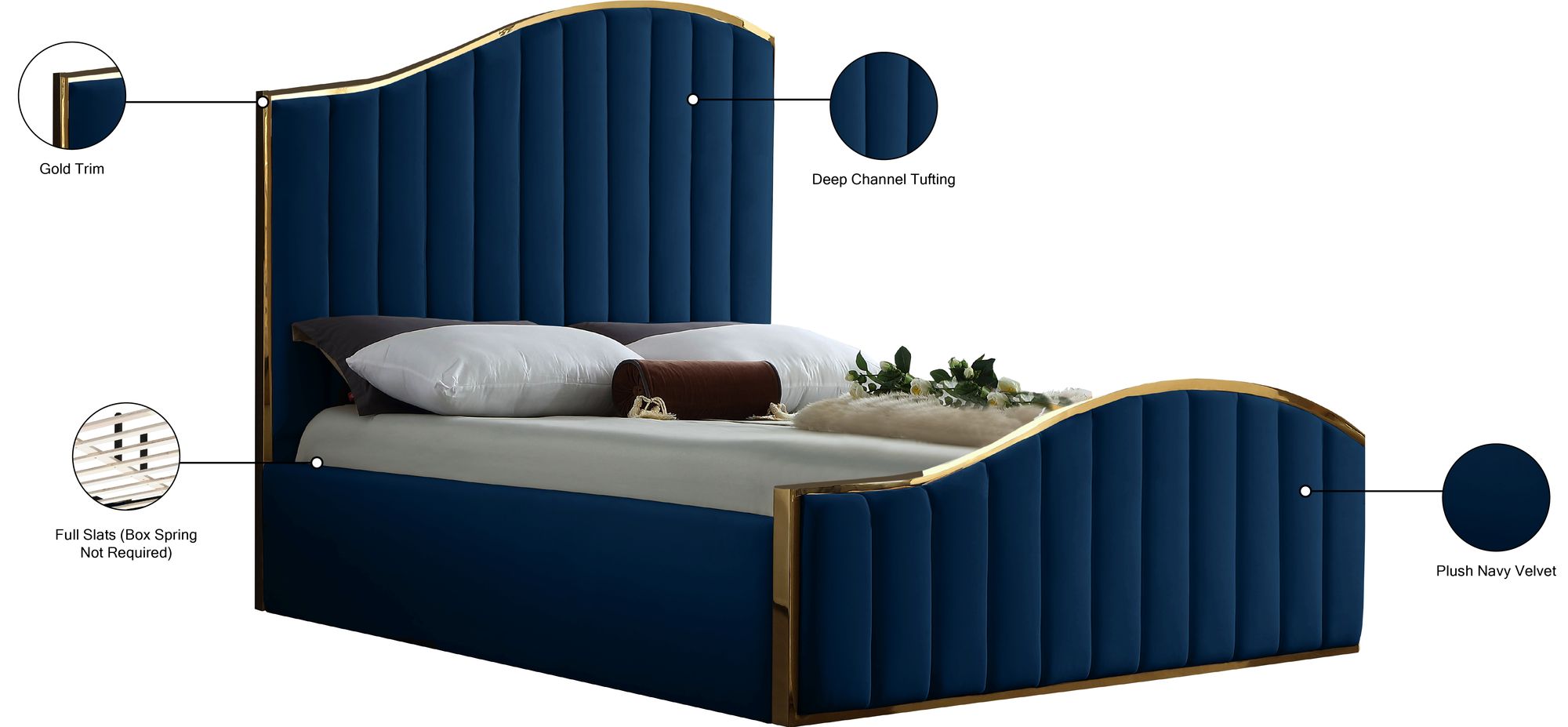 Jolie Velvet Queen Size Bed