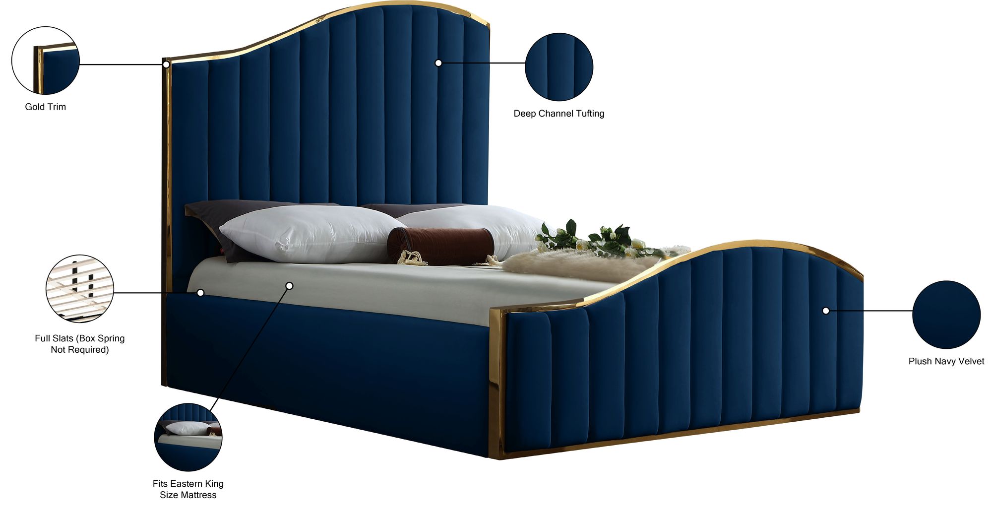 Jolie Velvet King Size Bed