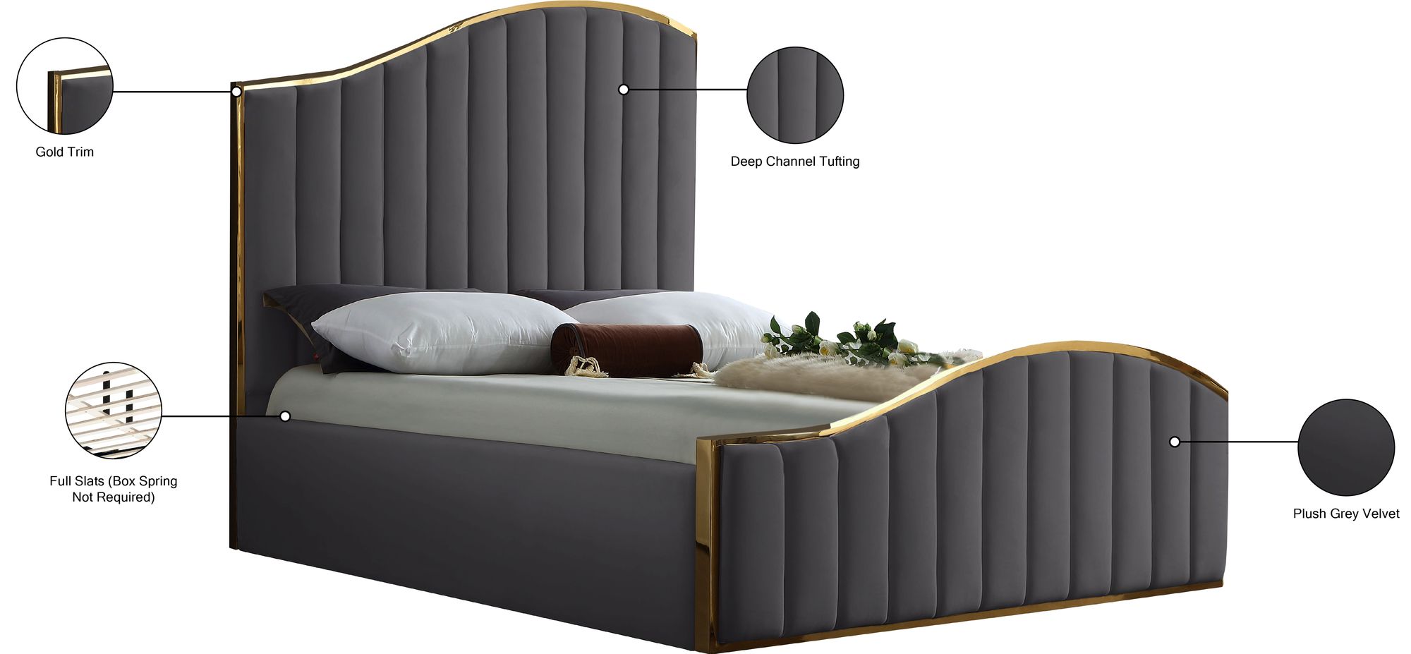 Jolie Velvet Queen Size Bed