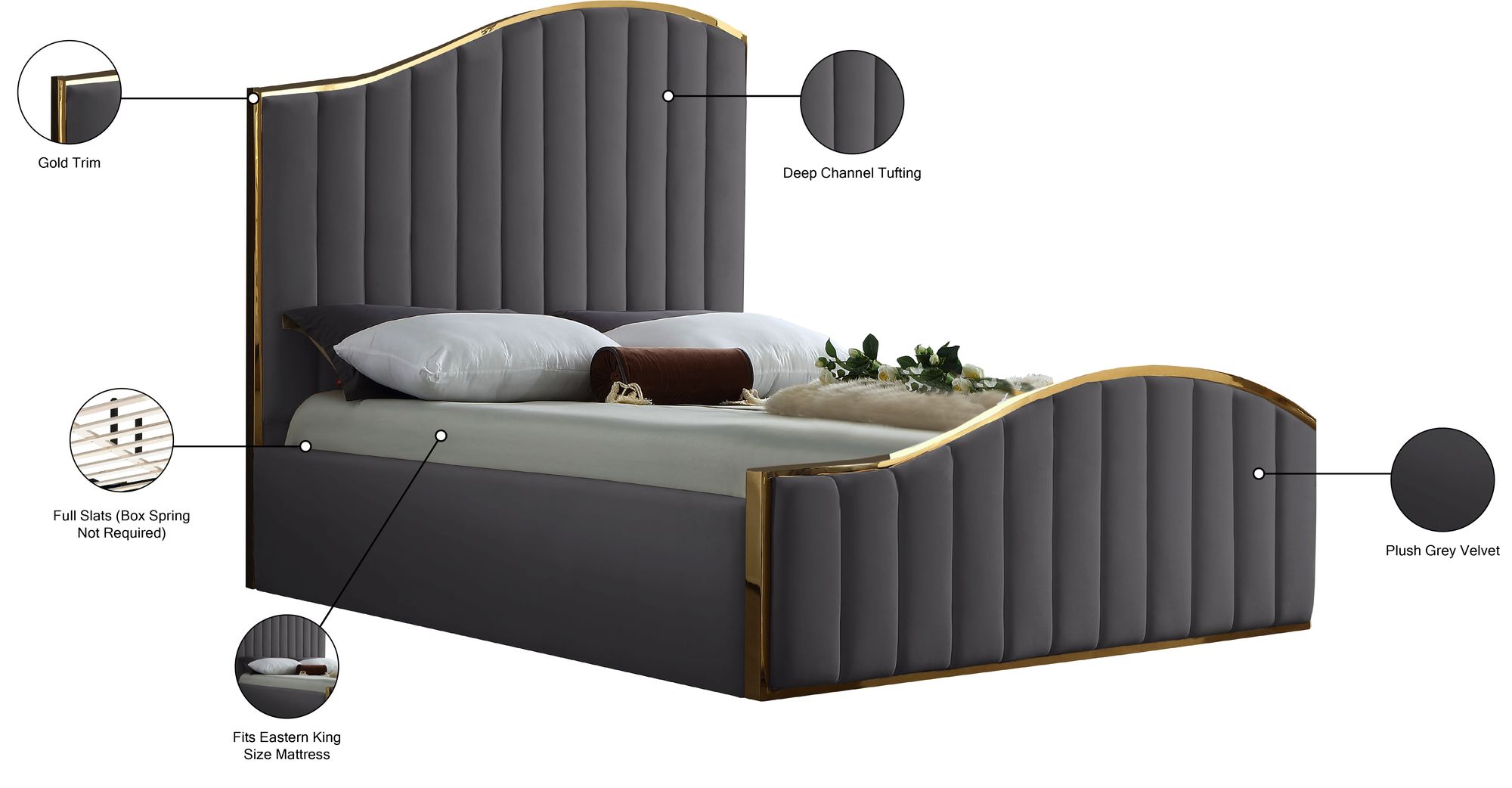 Jolie Velvet King Size Bed
