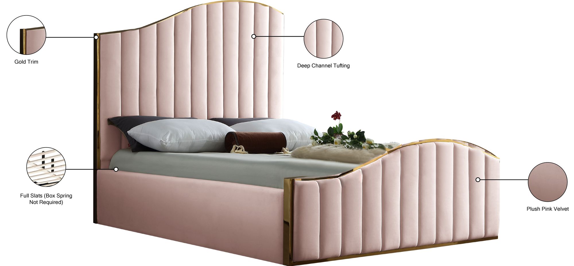 Jolie Velvet Queen Size Bed