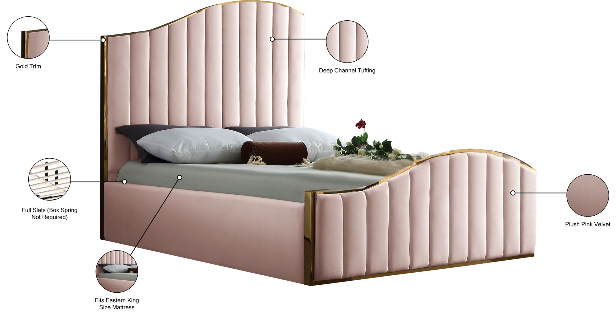 Jolie Velvet King Size Bed