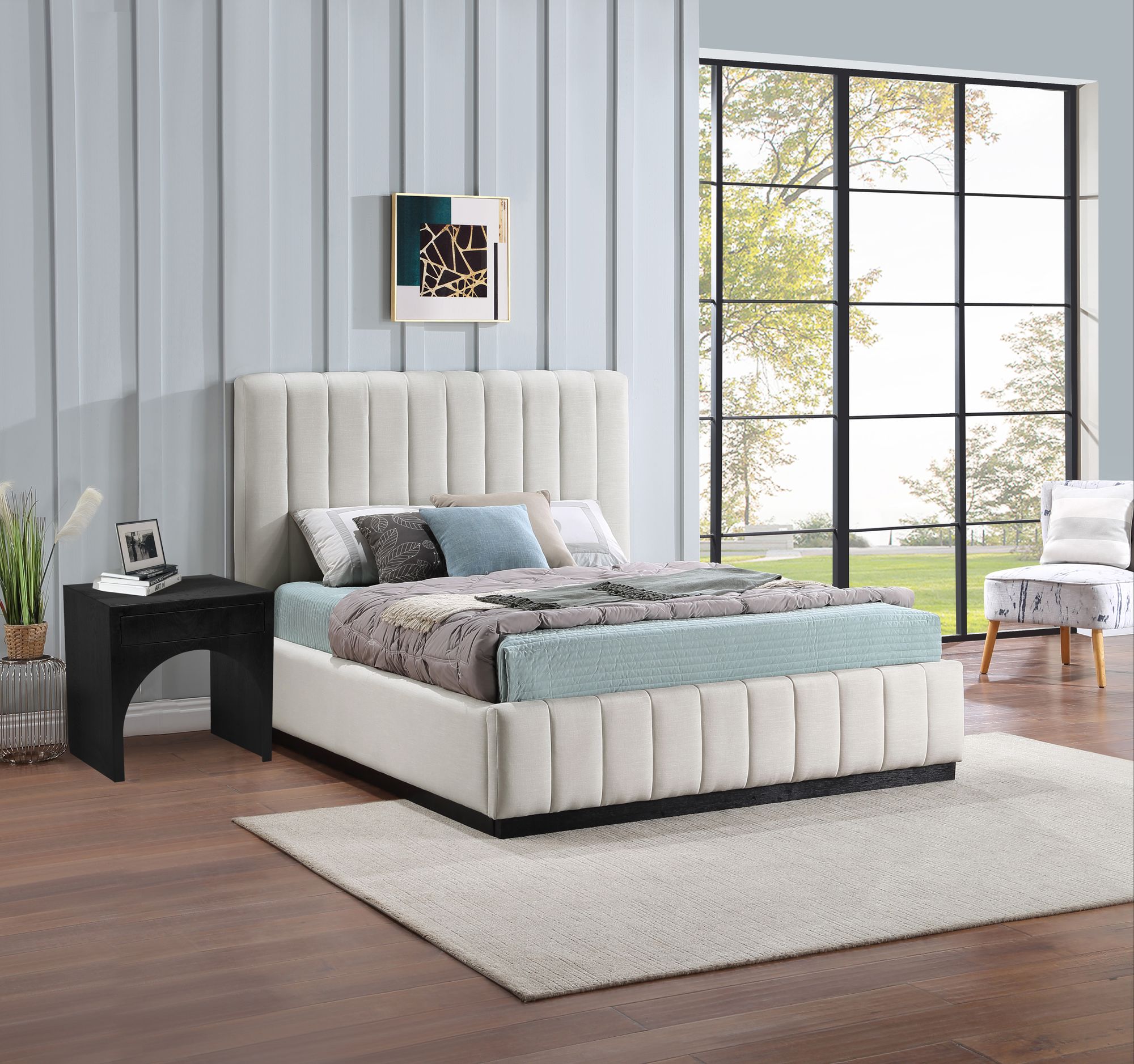 Lucia Linen Fabric Full Size Bed