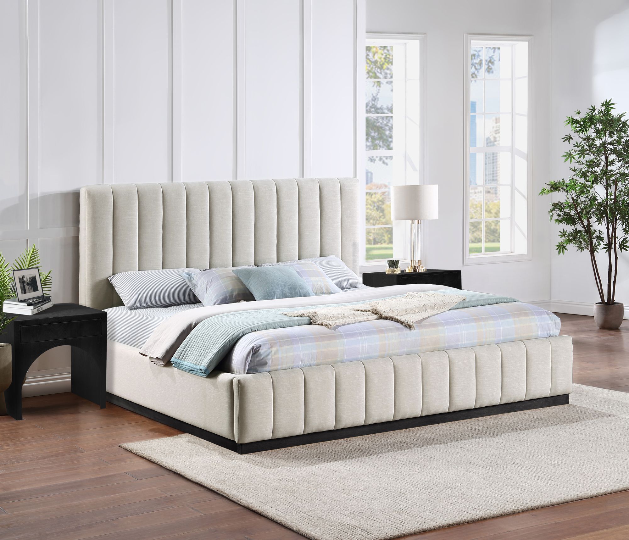 Lucia Linen Fabric King Size Bed