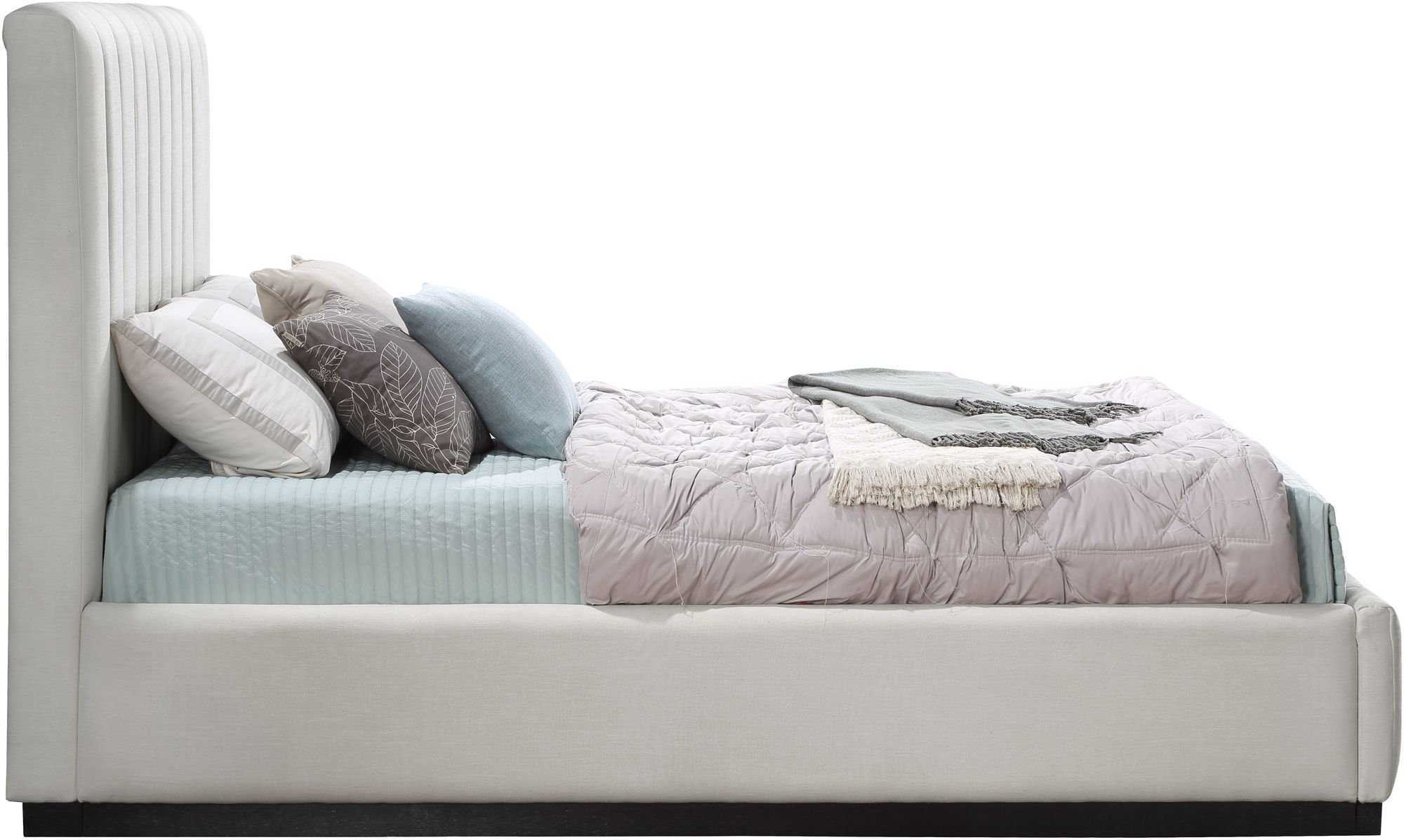 Lucia Linen Fabric Queen Size Bed
