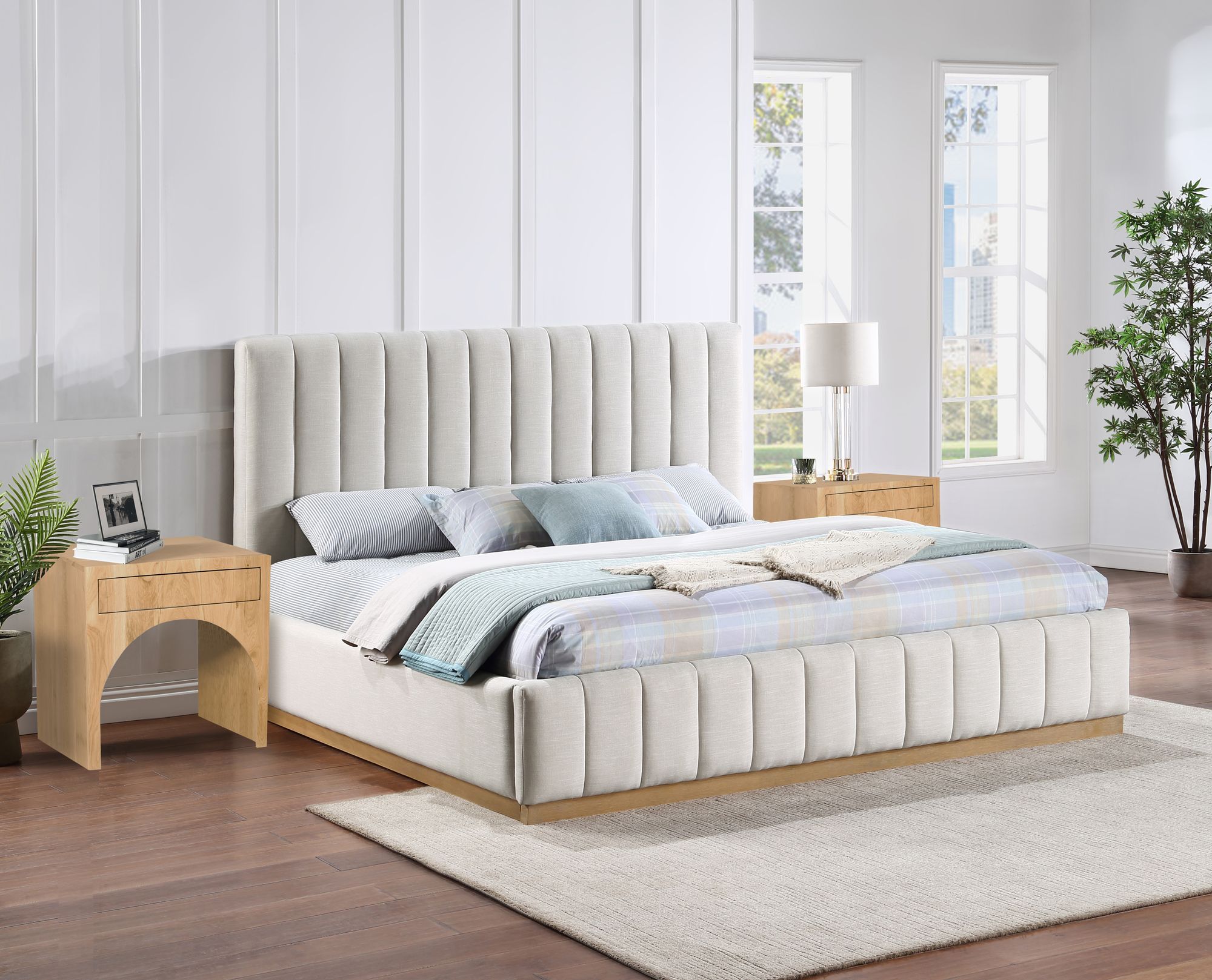 Lucia Linen Fabric King Size Bed