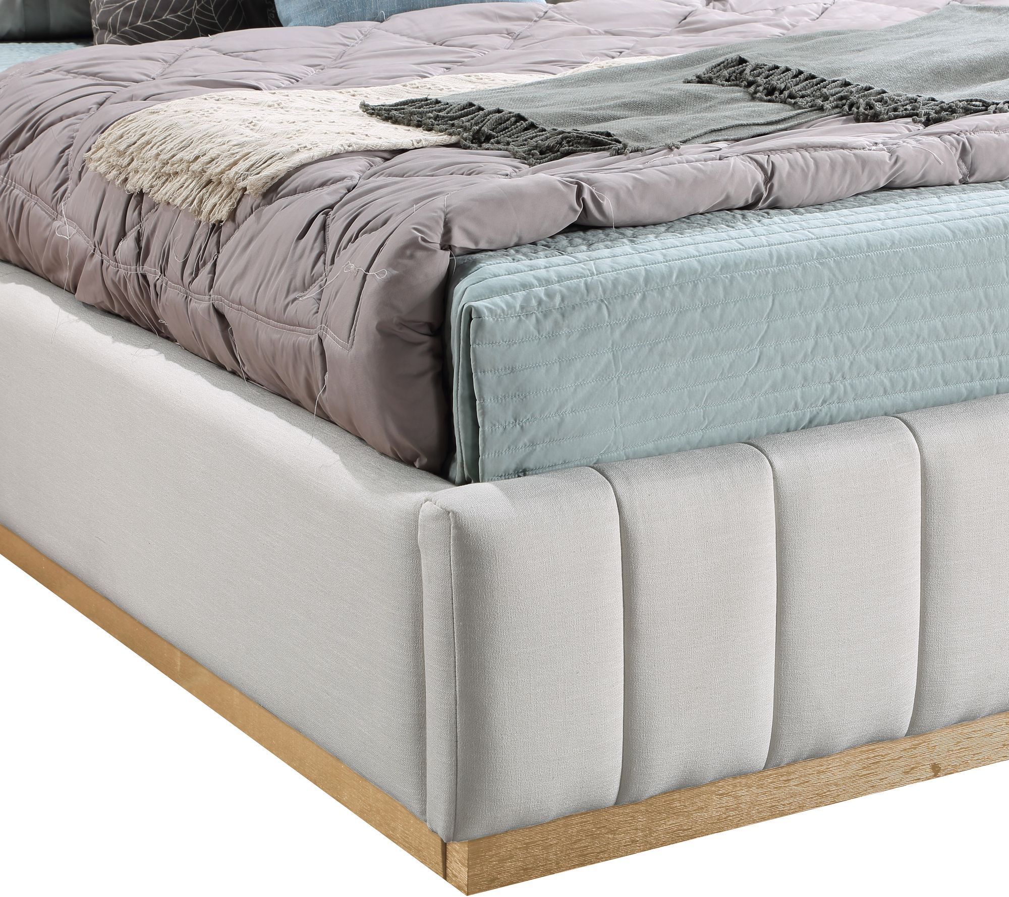 Lucia Linen Fabric Queen Size Bed