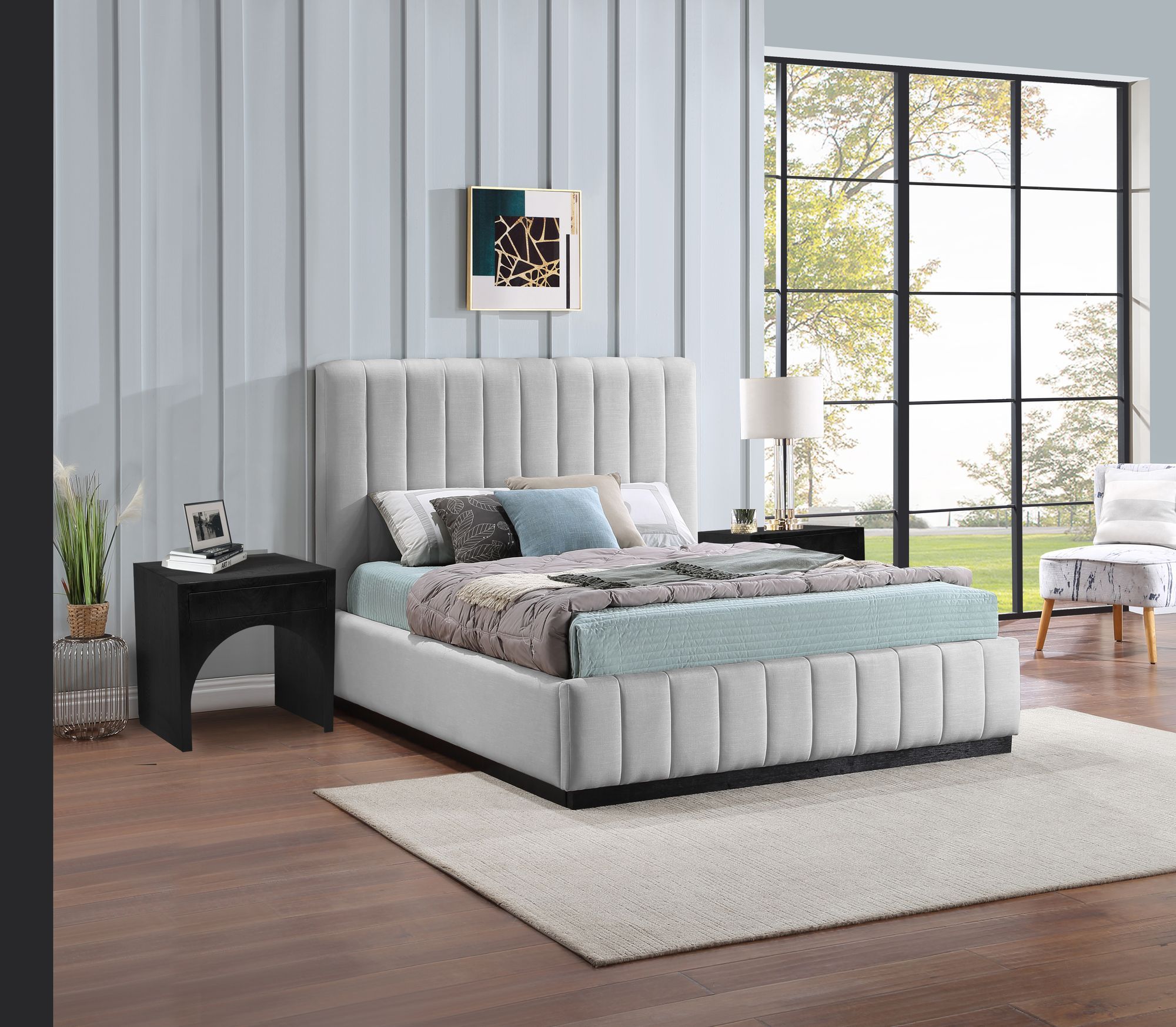Lucia Linen Fabric Full Size Bed