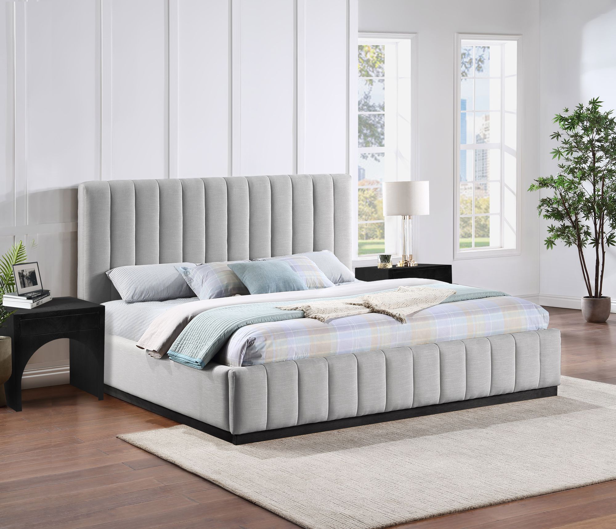 Lucia Linen Fabric King Size Bed