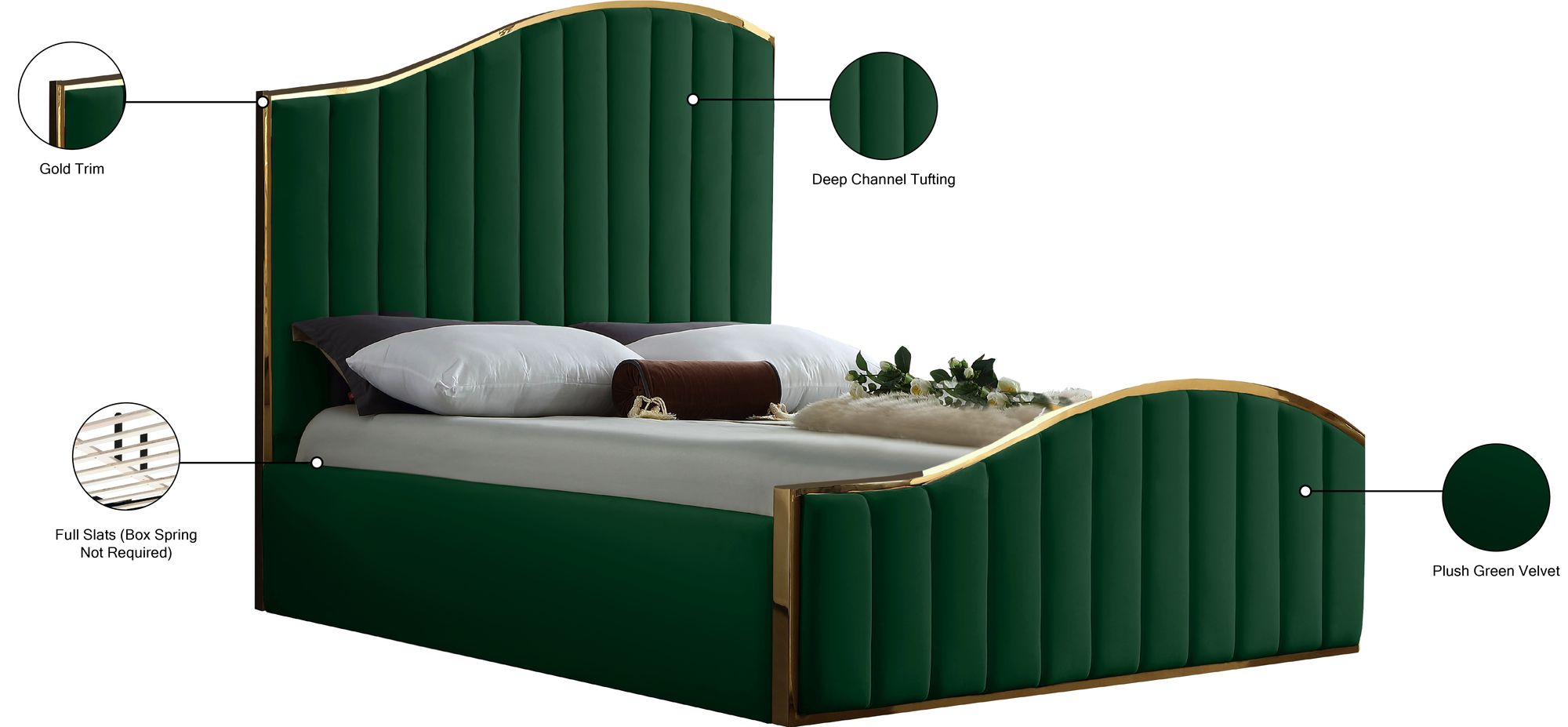 Jolie Velvet Queen Size Bed