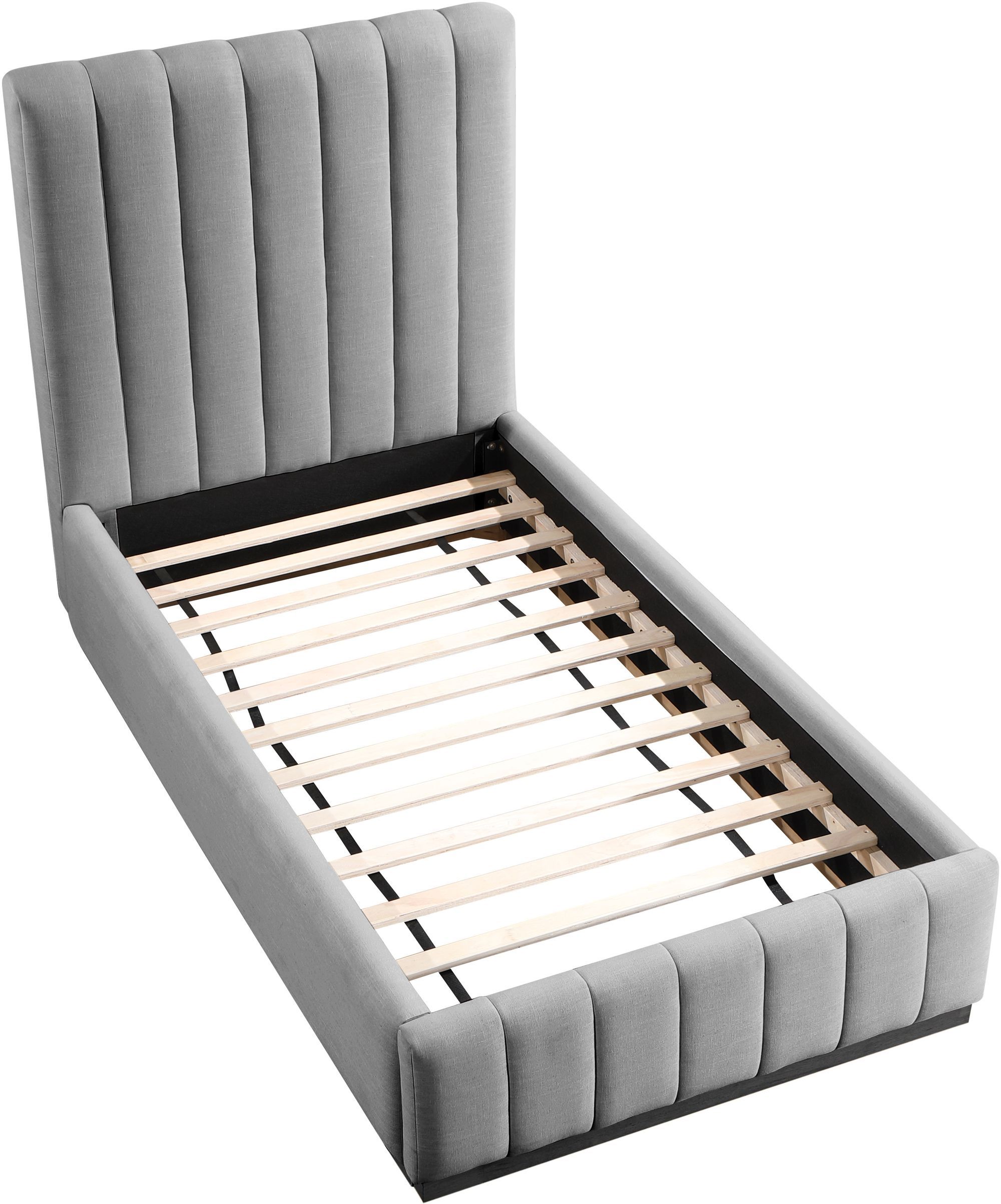 Lucia Linen Fabric Twin Size Bed