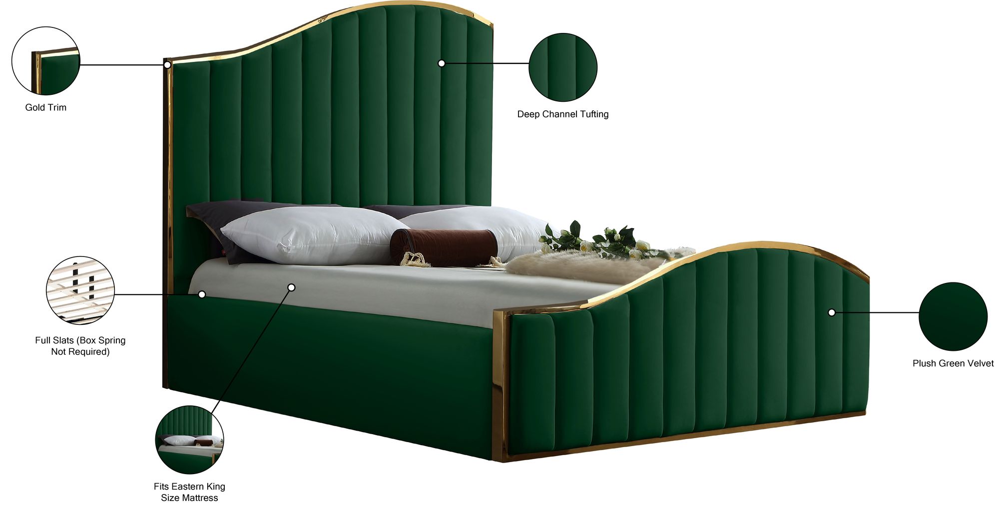 Jolie Velvet King Size Bed