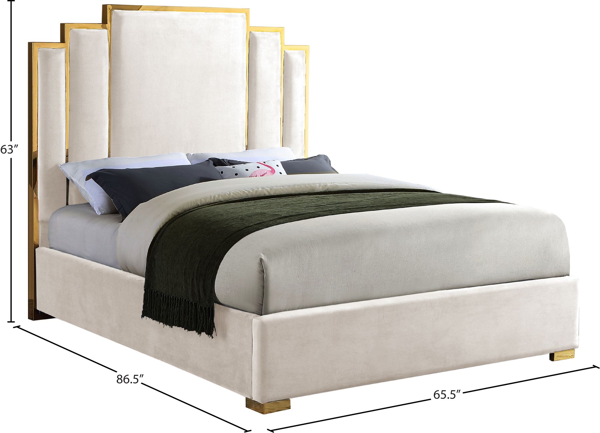 Hugo Velvet Queen Size Bed