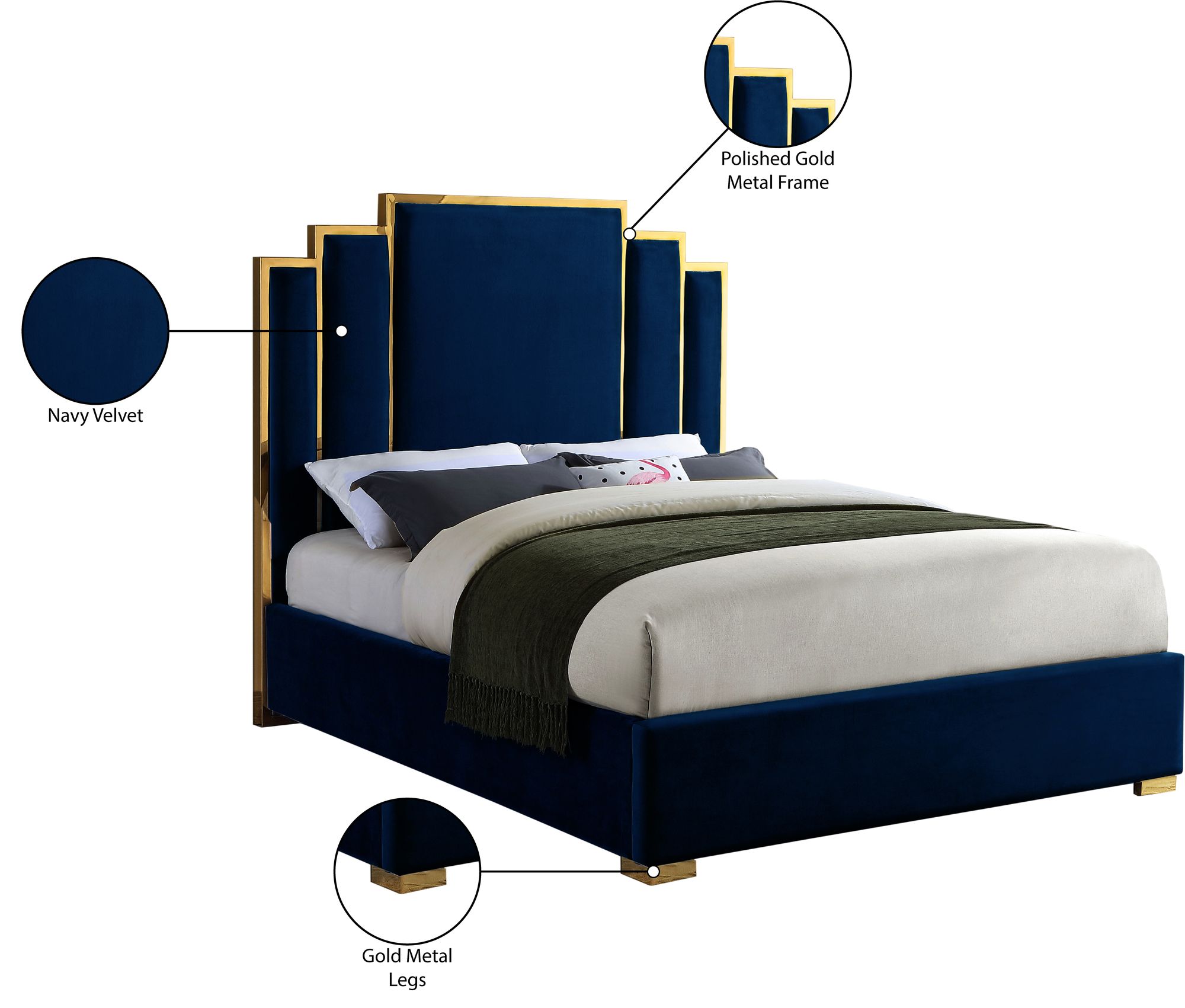 Hugo Velvet King Size Bed