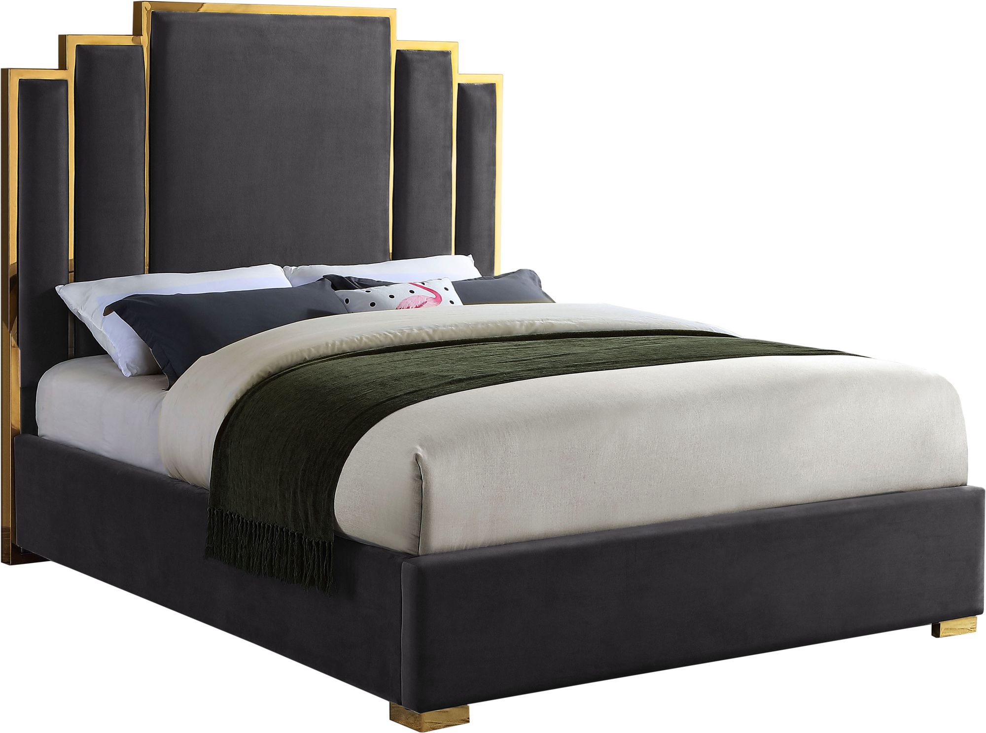 Hugo Velvet Queen Size Bed