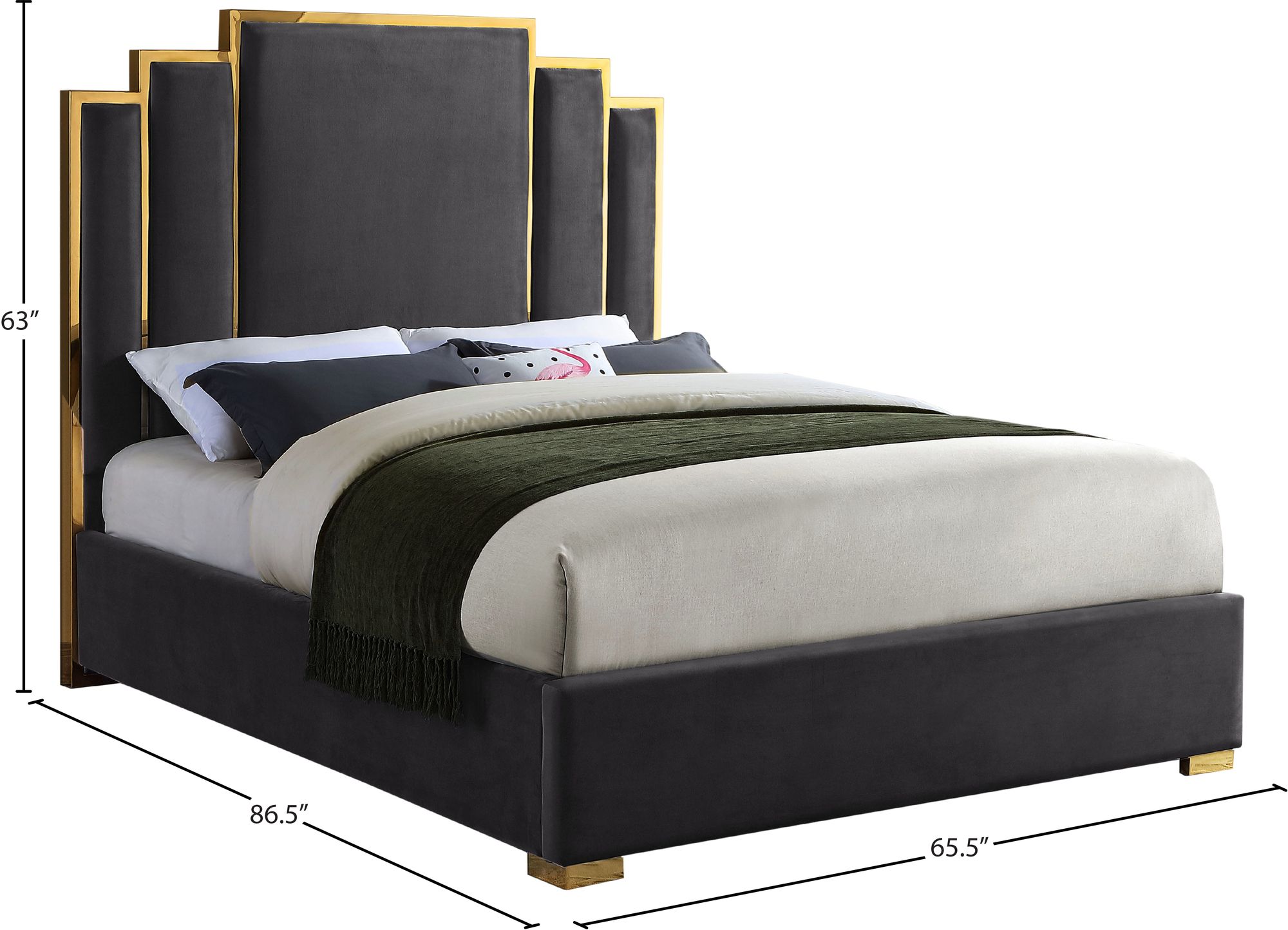 Hugo Velvet Queen Size Bed