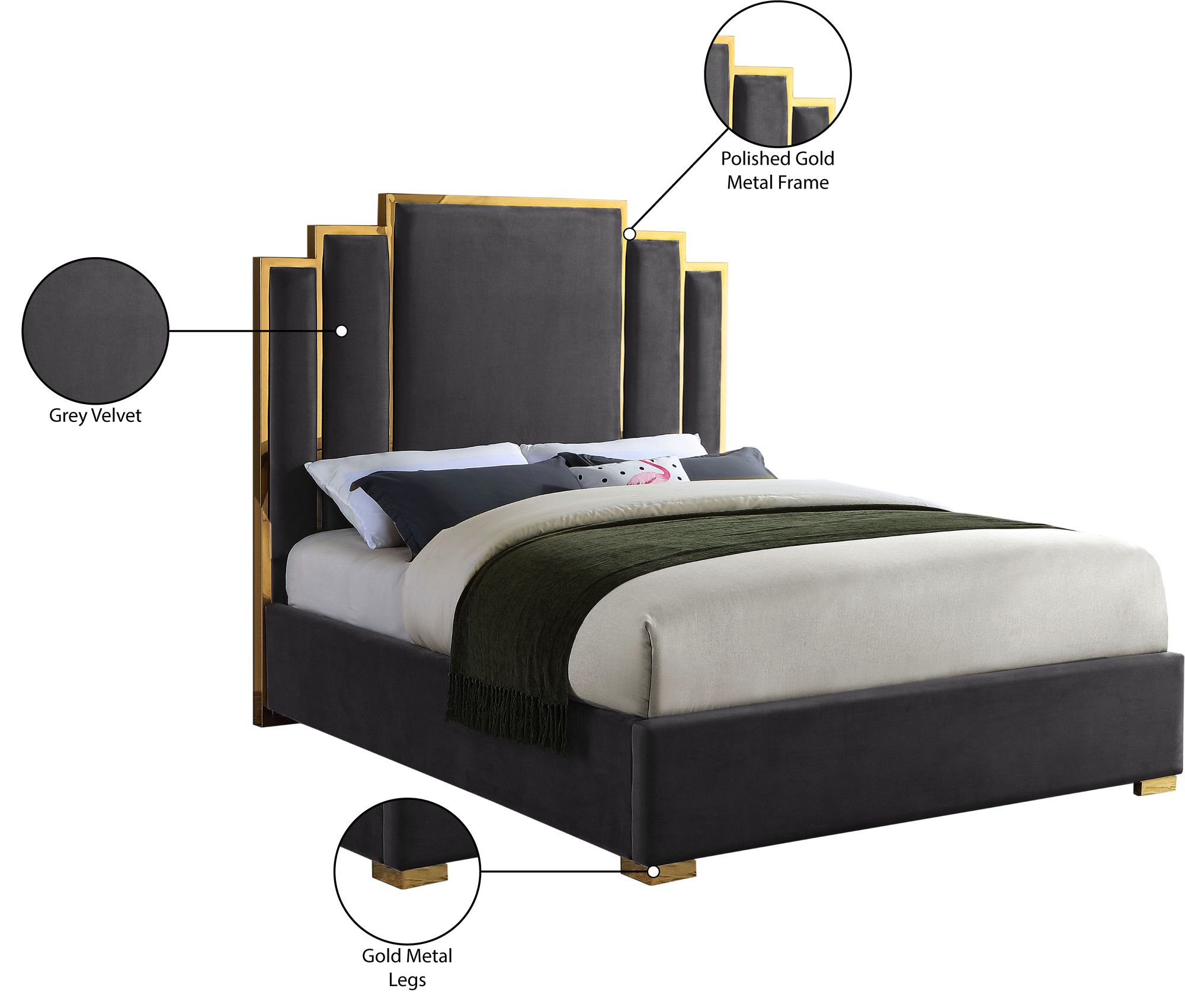 Hugo Velvet King Size Bed