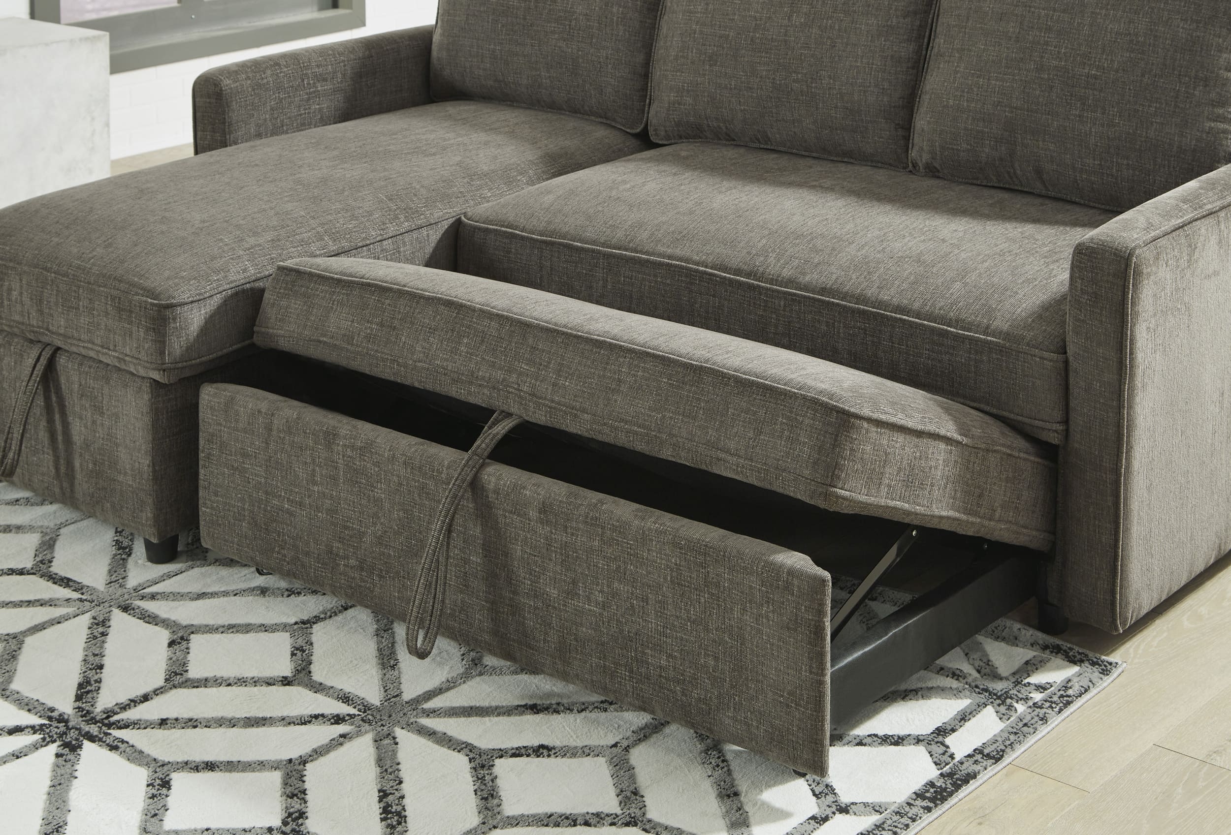 Kerle 2-Piece Polyester L-Shaped Sectional Pop Up Bed w/Left Arm Chaise Facing
