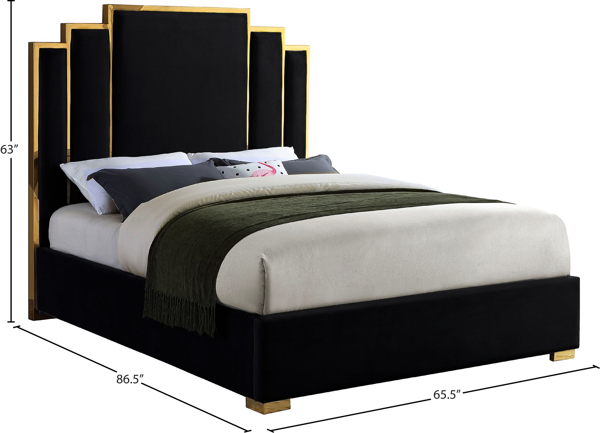 Hugo Velvet Queen Size Bed