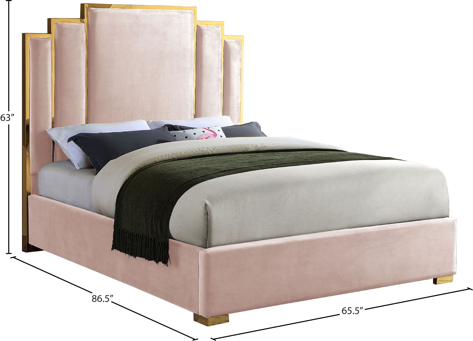 Hugo Velvet Queen Size Bed