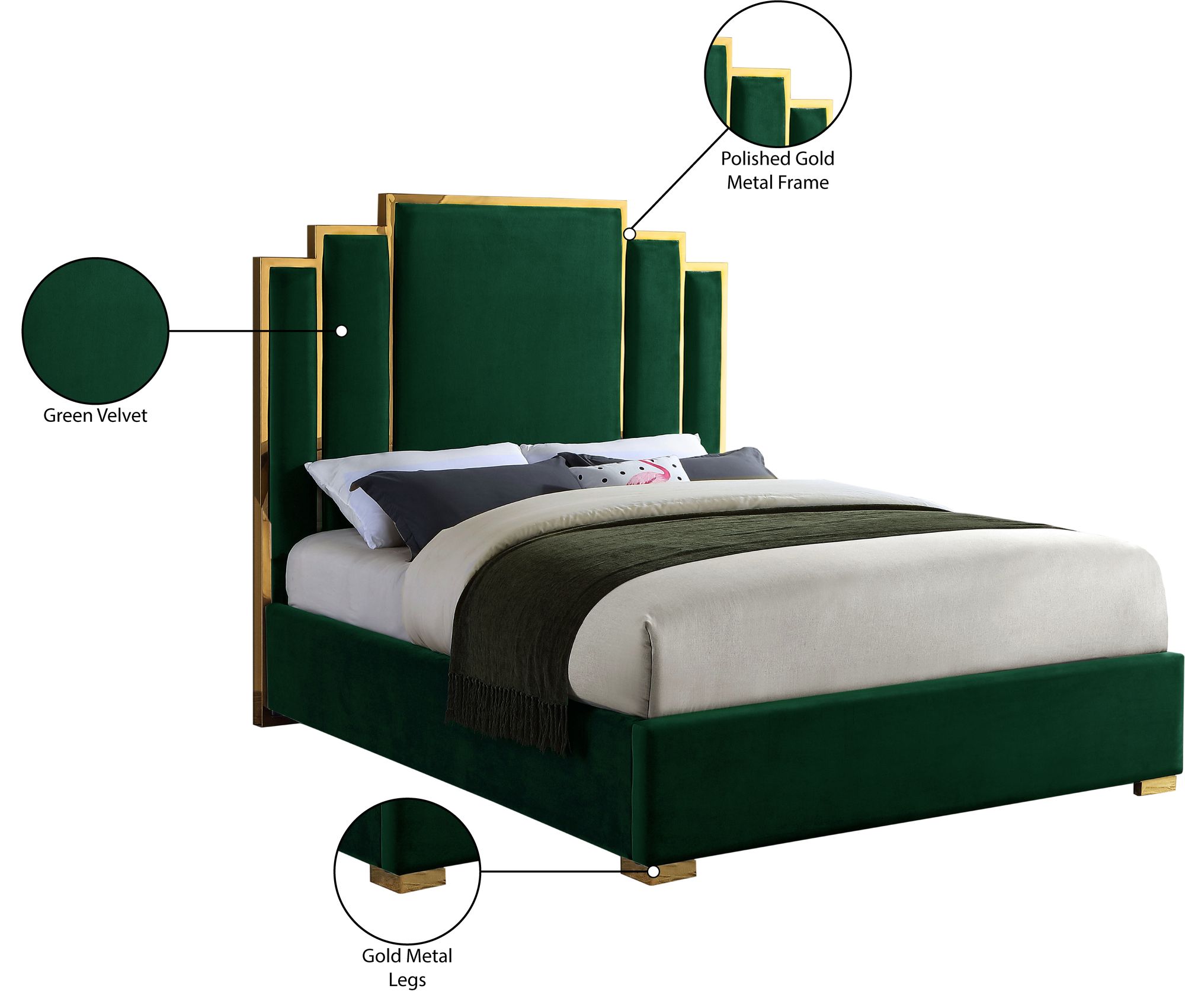 Hugo Velvet King Size Bed
