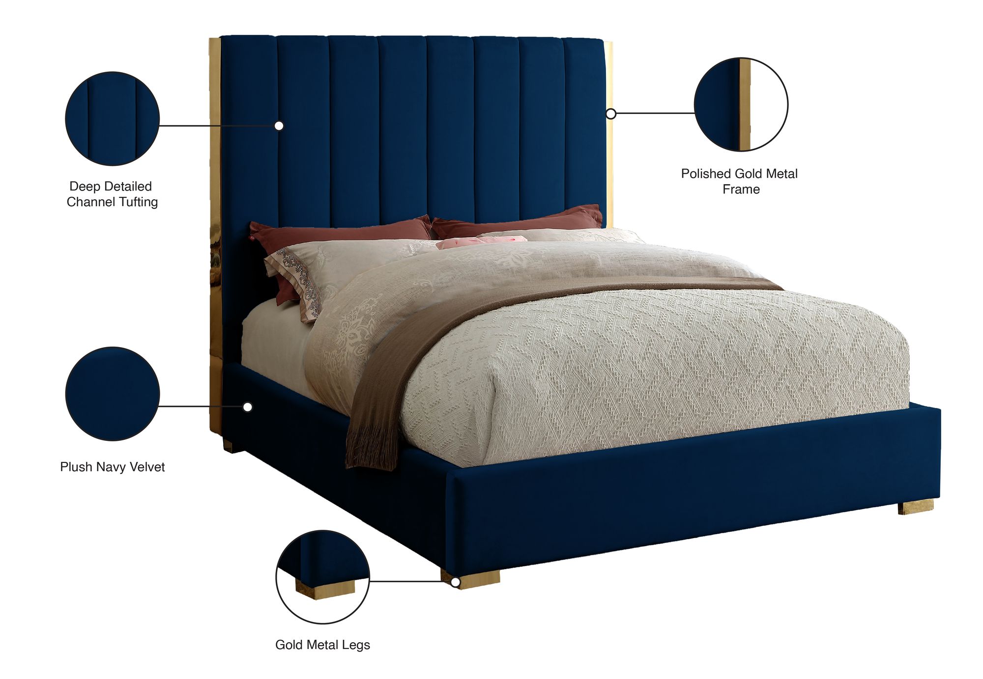 Becca Velvet Queen Size Bed