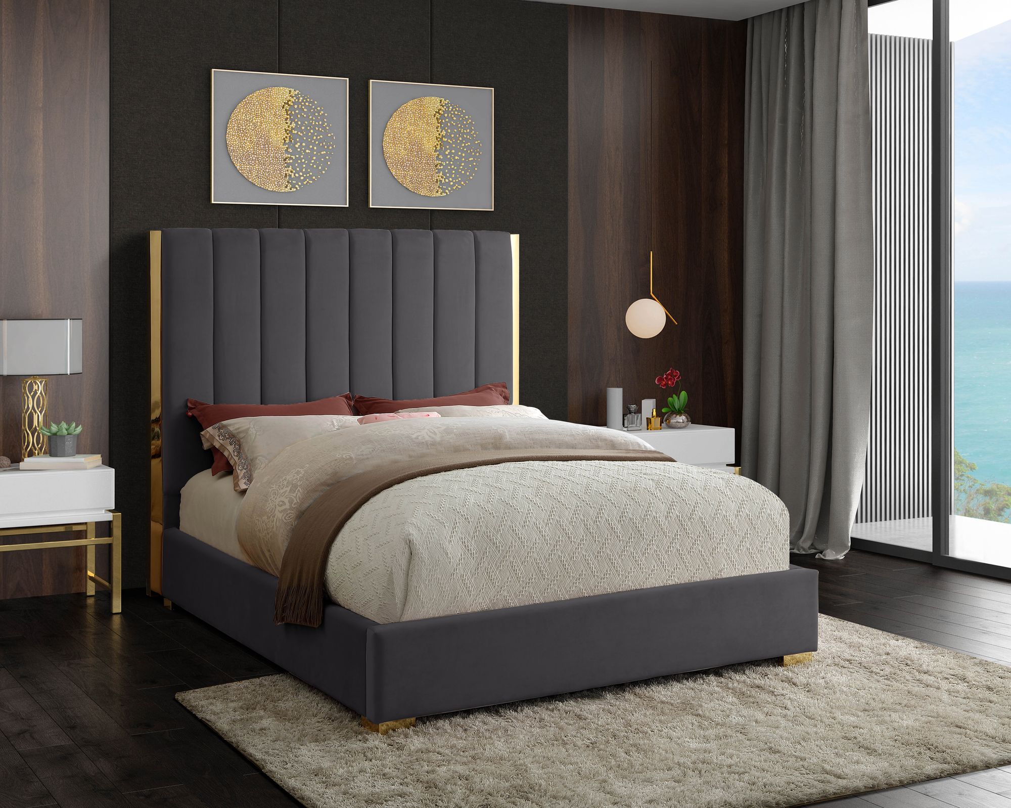 Becca Velvet King Size Bed