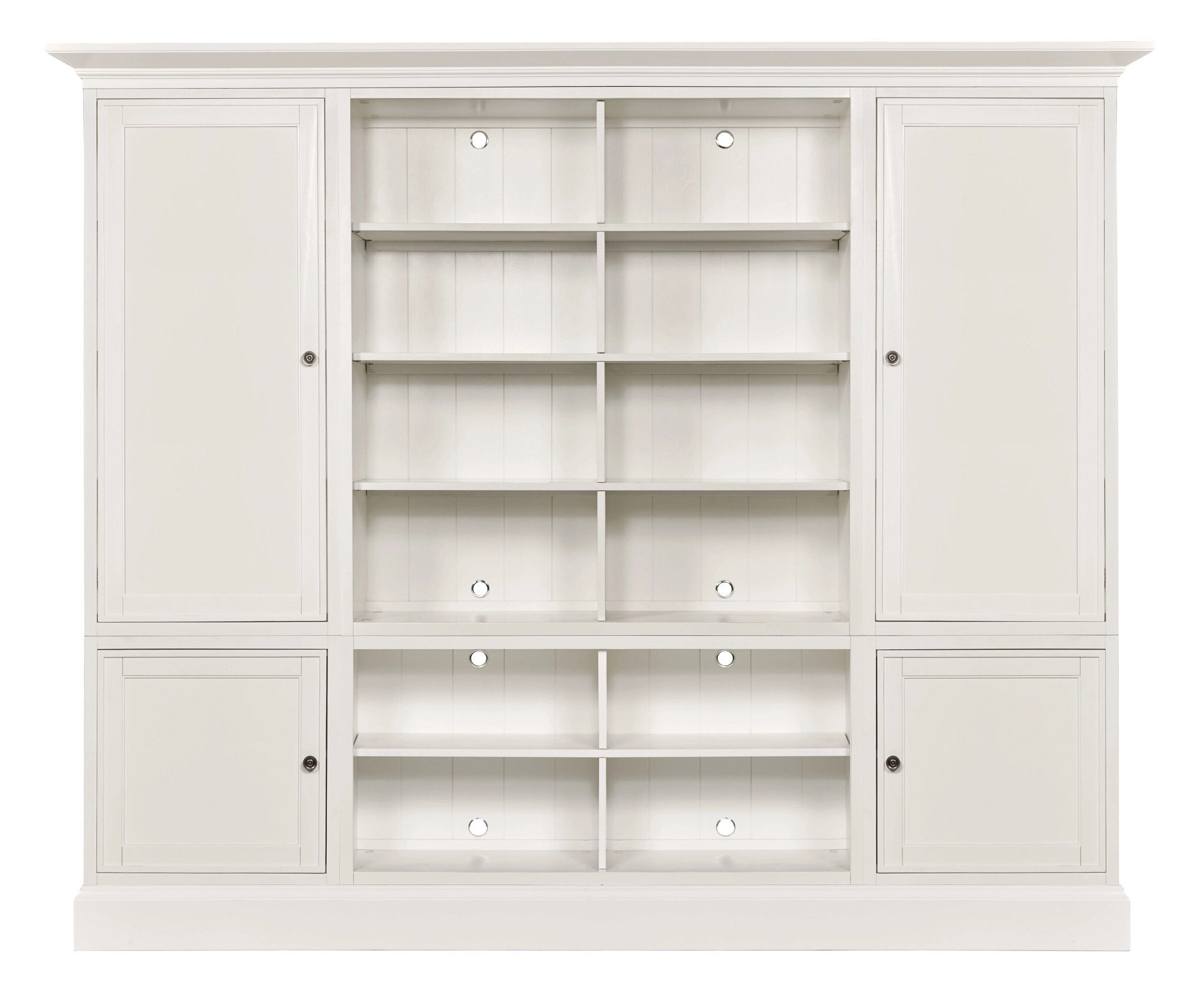Structures Wood Quad Bookcase Entertainment Unit w/4 Doors & 12 Shelves