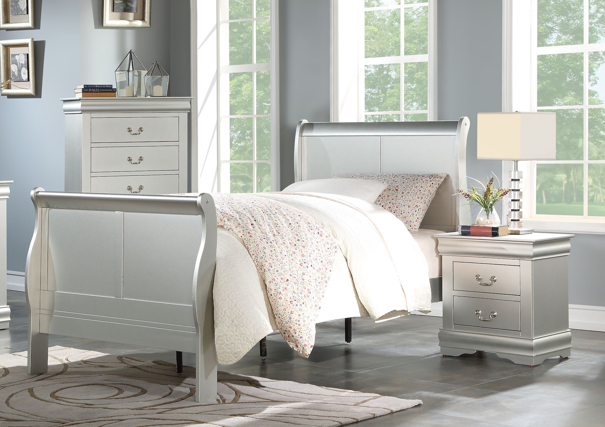 Louis Philippe III Youth Sleigh Bed, Twin Size