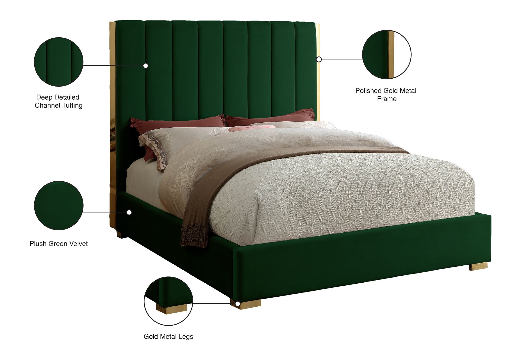 Becca Velvet King Size Bed