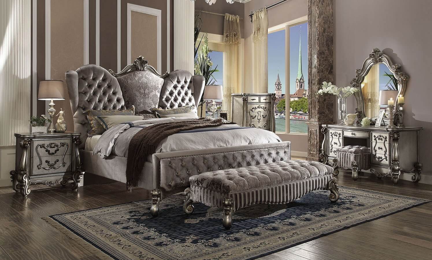Acme Versailles 2pc Upholstered Bedroom Set