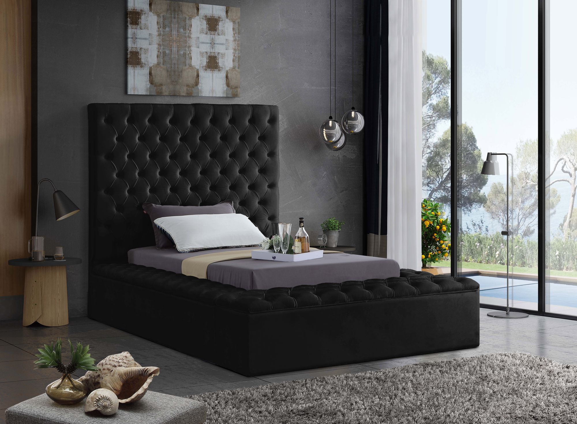 Bliss Velvet Twin Size Bed