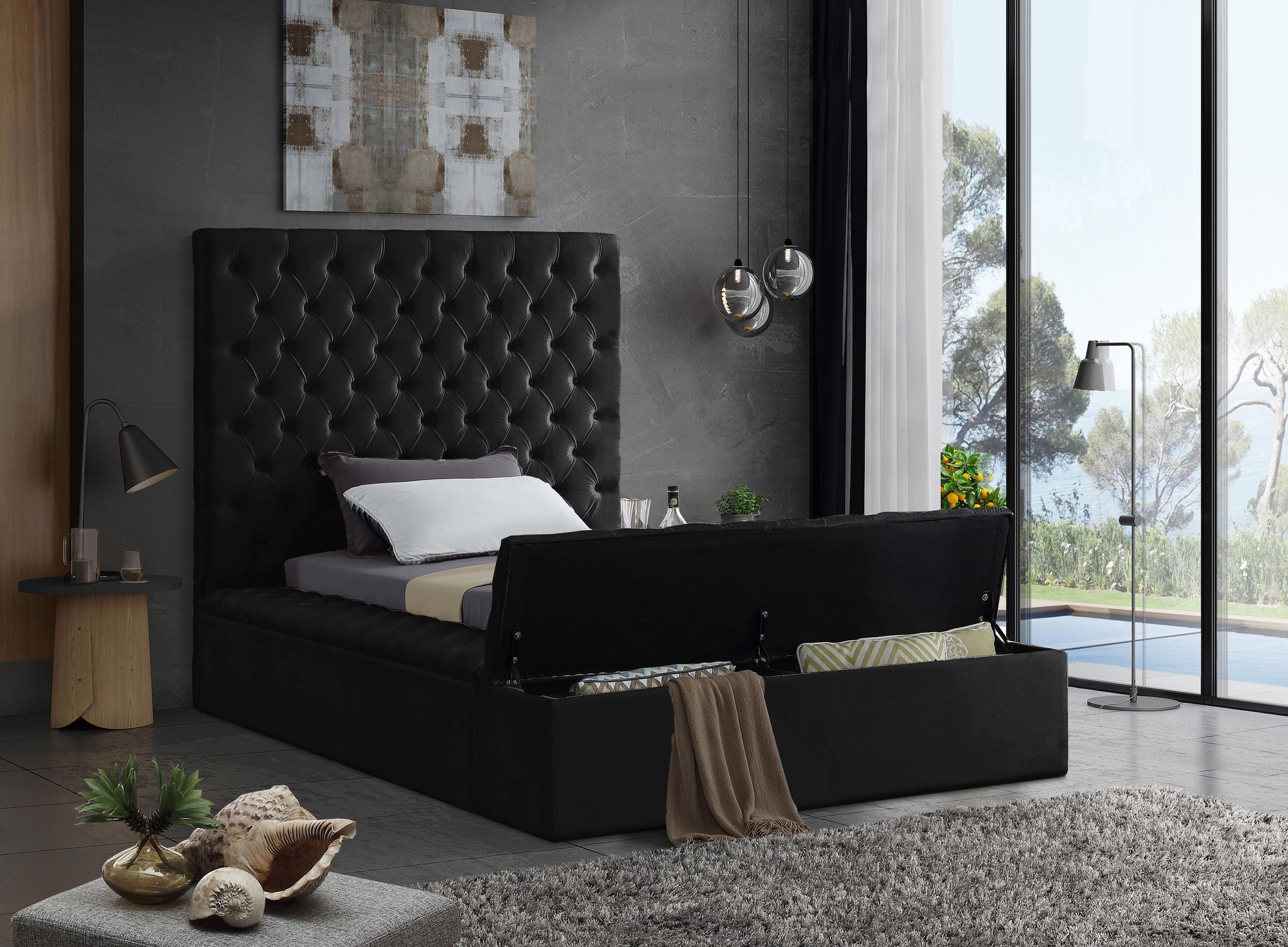 Bliss Velvet Twin Size Bed