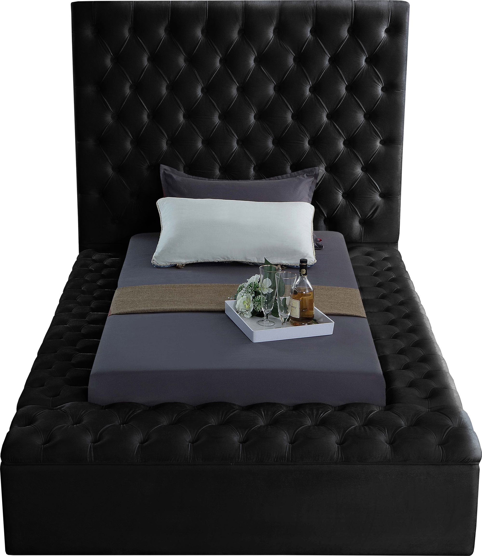 Bliss Velvet Twin Size Bed