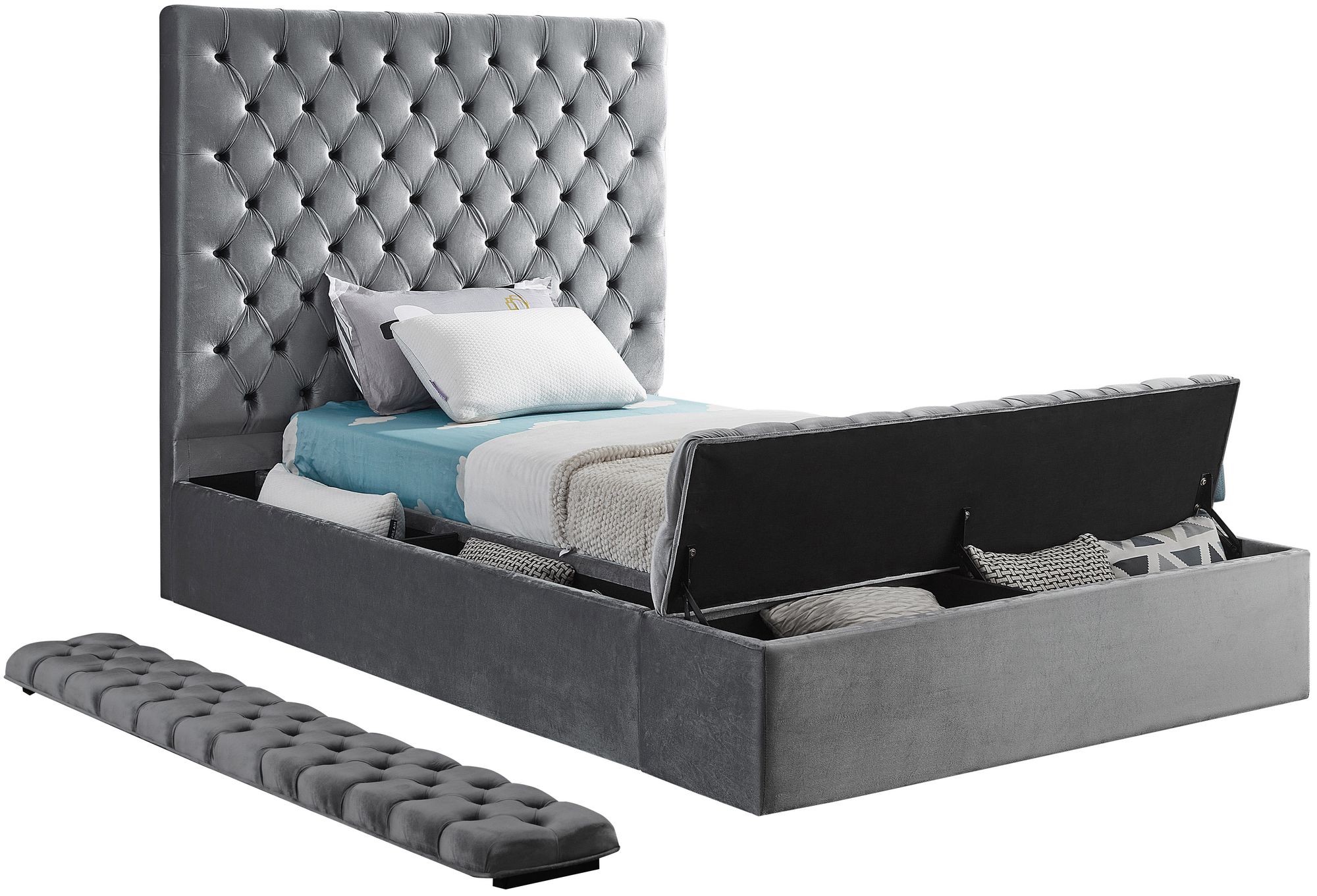 Bliss Velvet Twin Size Bed
