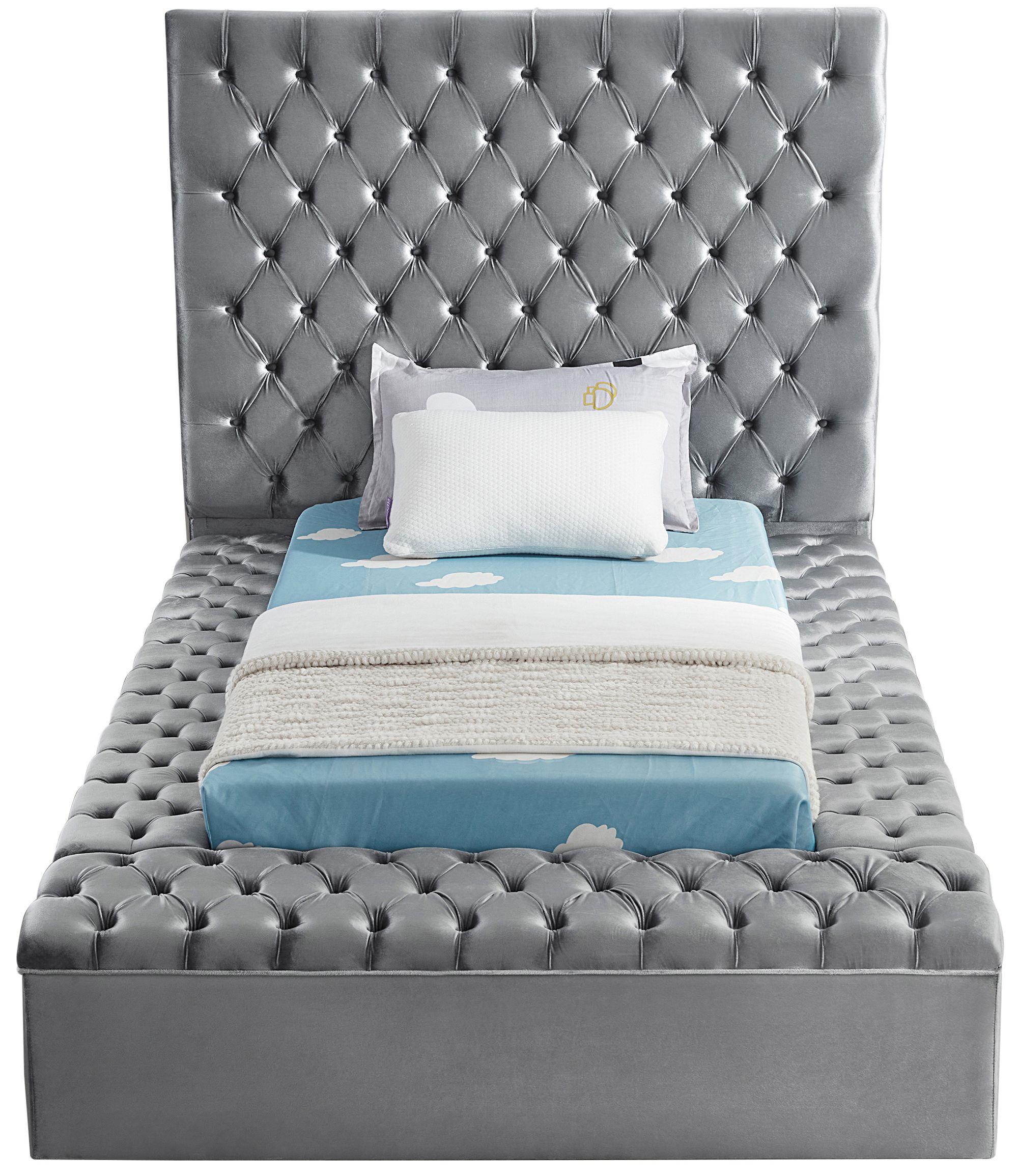Bliss Velvet Twin Size Bed